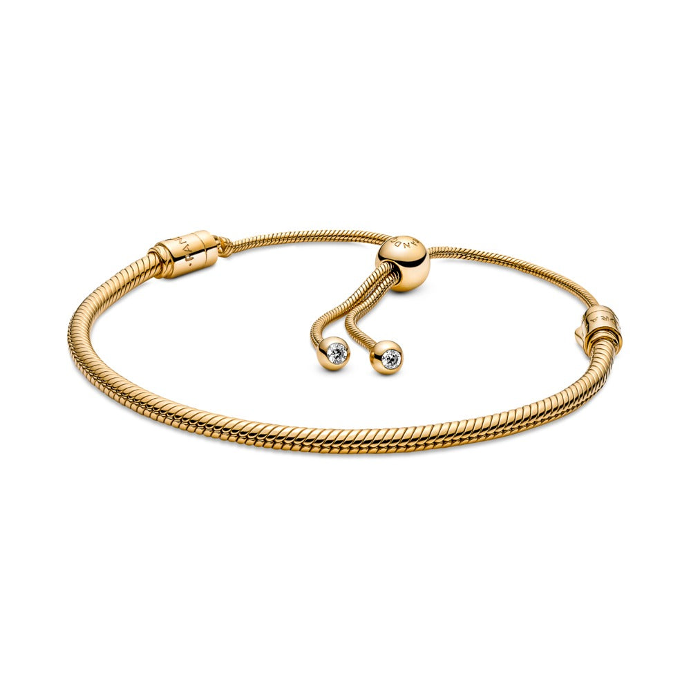 Pandora Snake chain 14k gold-plated bracelet with clear cubic zirconia 569652C01