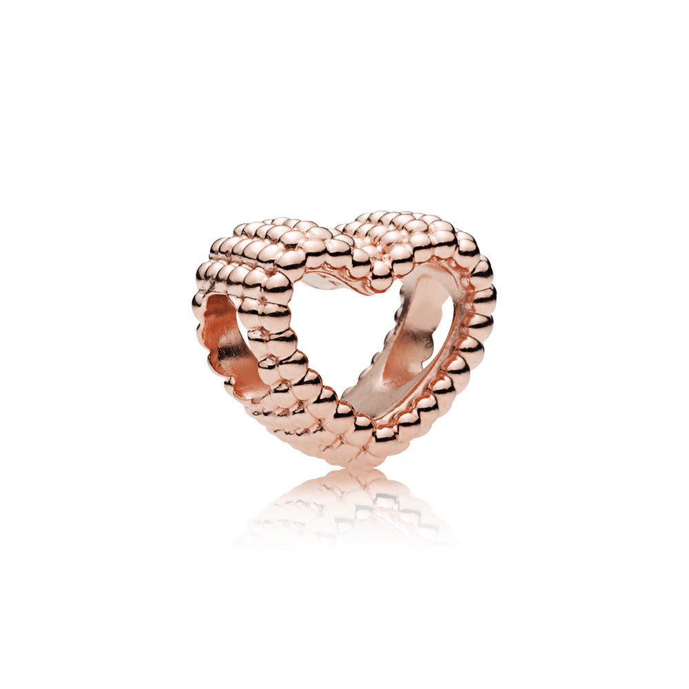 Pandora Beaded heart charm in PANDORA Rose 787516