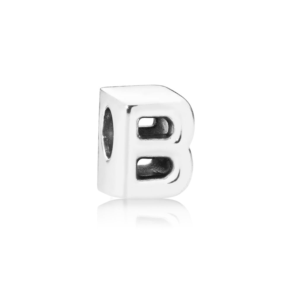 Pandora Letter B charm in sterling silver with heart pattern 797456