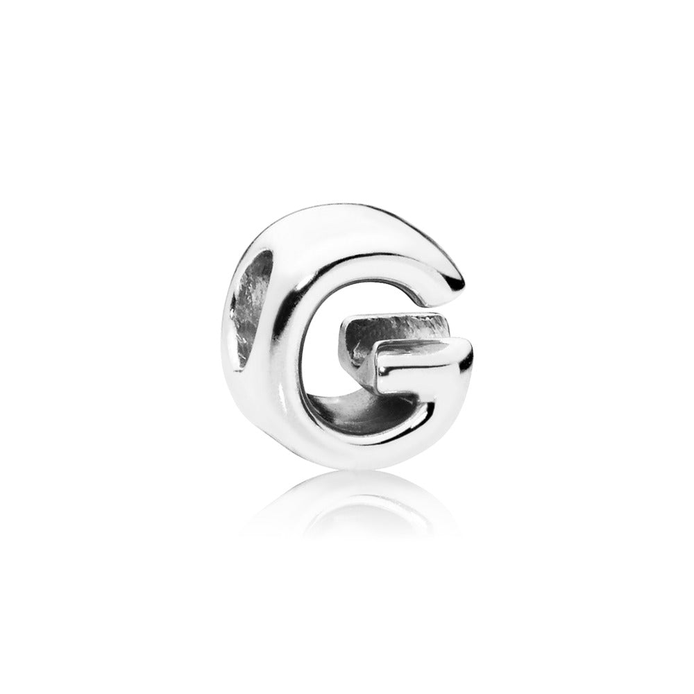 Pandora Letter G charm in sterling silver with heart pattern 797461