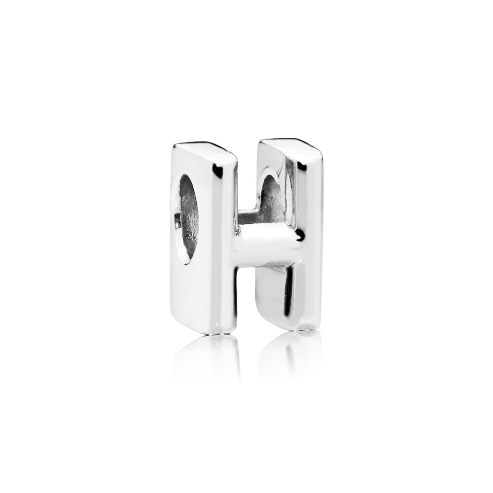 Pandora Letter H charm in sterling silver with heart pattern 797462