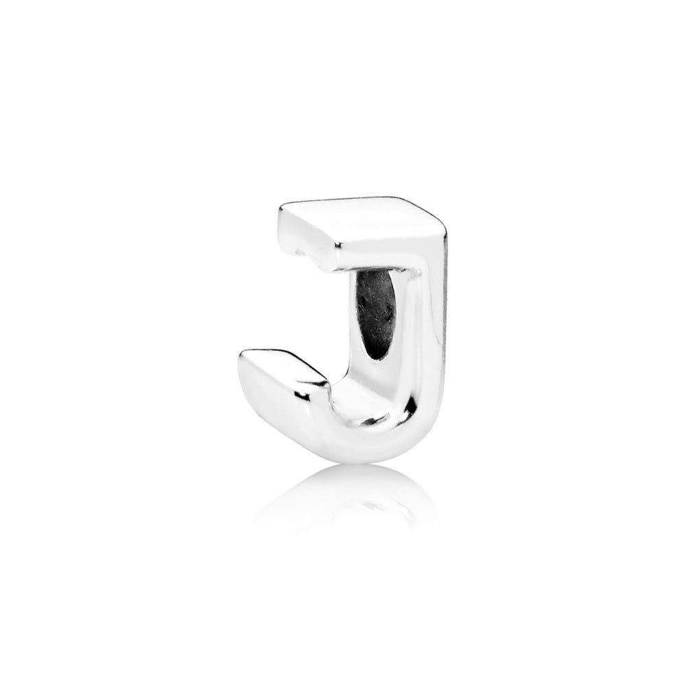 Pandora Letter J charm in sterling silver with heart pattern 797464