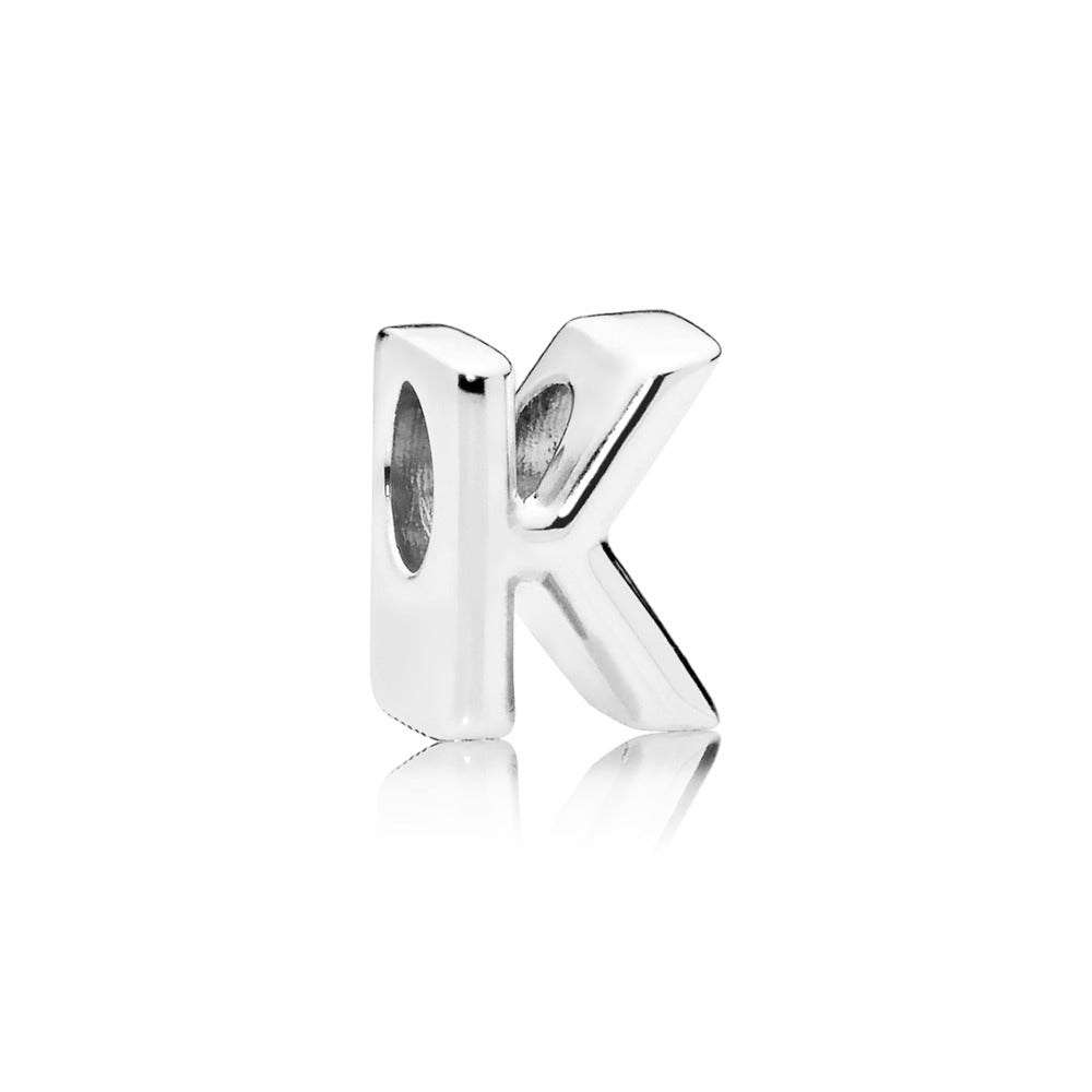 Pandora Letter K charm in sterling silver with heart pattern 797465