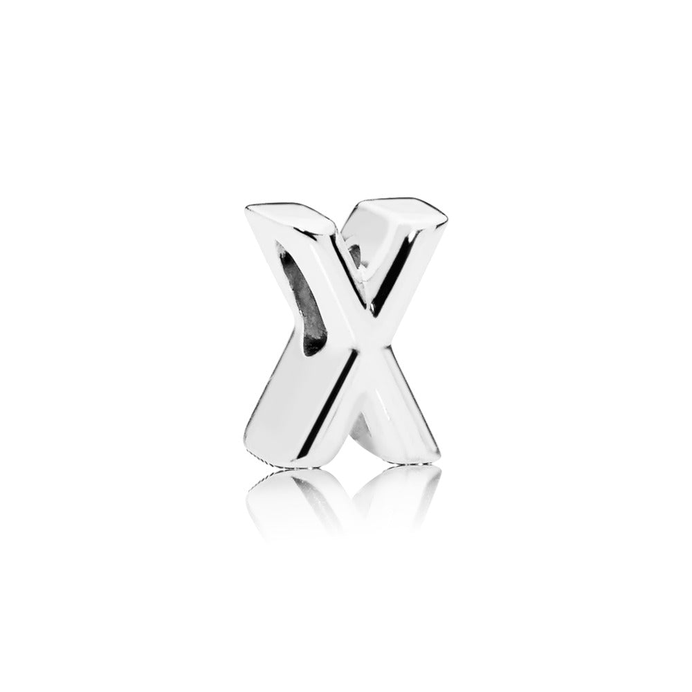 Pandora Letter X charm in sterling silver with heart pattern 797478