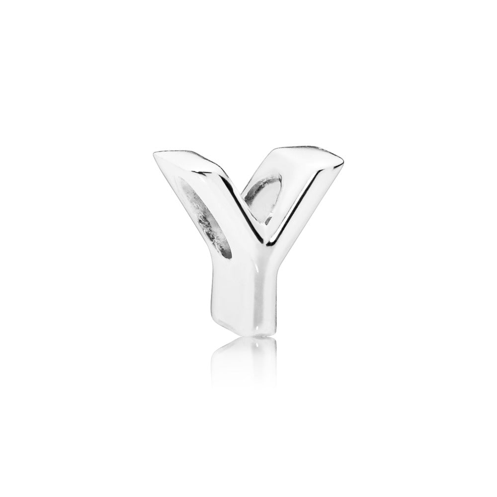 Pandora Letter Y charm in sterling silver with heart pattern 797479
