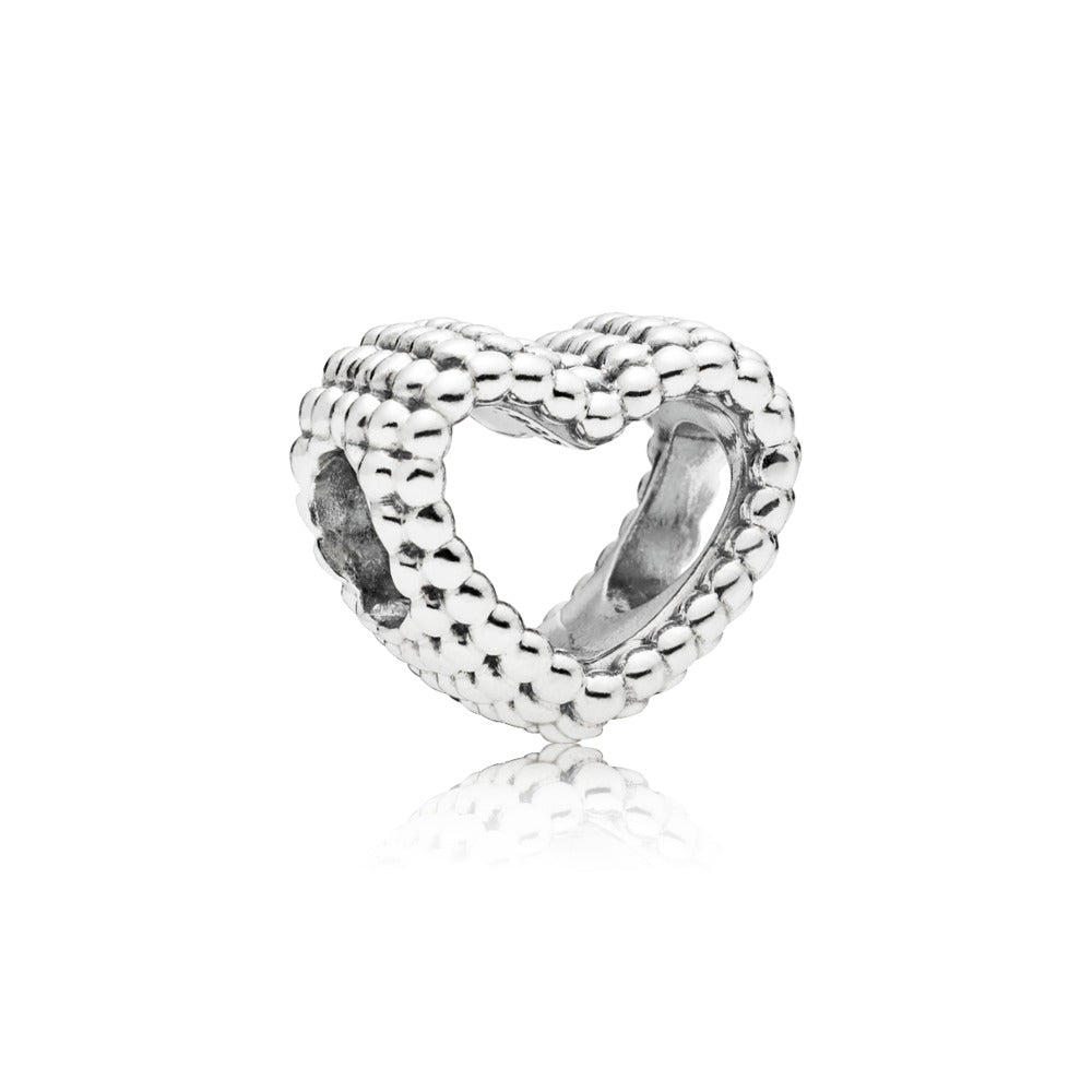 Pandora Beaded heart charm in sterling silver 797516