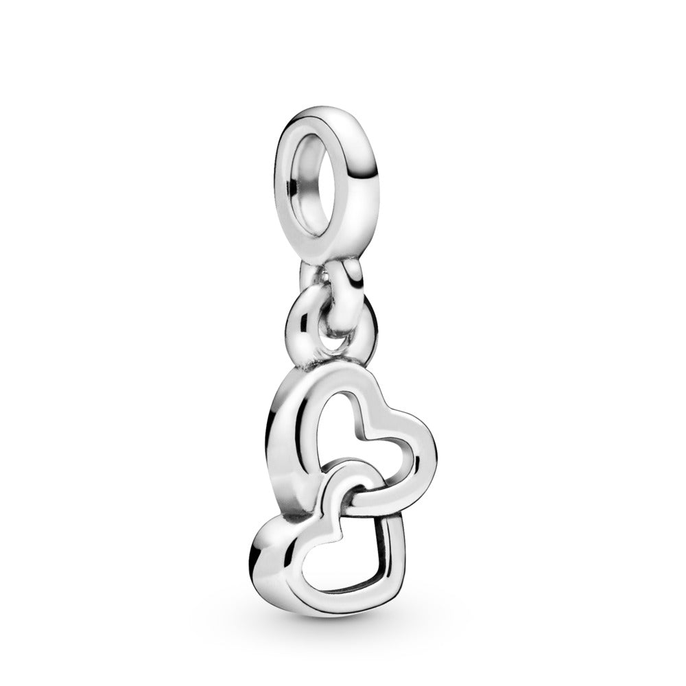 Pandora Linked hearts sterling silver dangle charm 798380