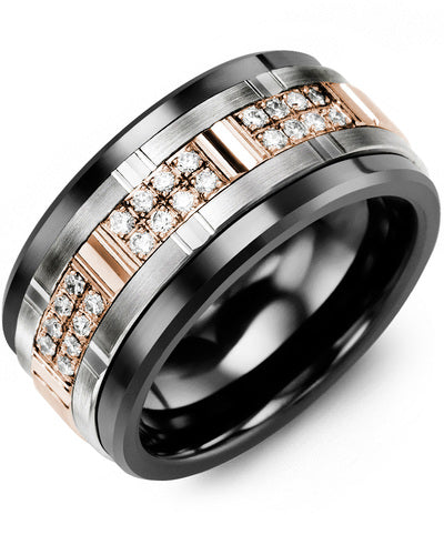 MADANI MEN'S MULTI WIDE GROOVED RING WITH DIAMONDS MLO110CM-24R MLO110CM-24R