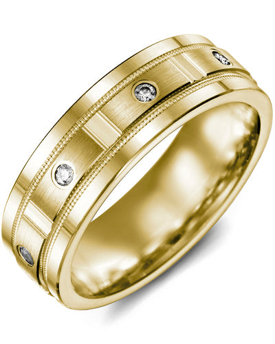 MADANI MEN'S VERTICAL ACCENTS MILGRAIN EDGES DIAMOND WEDDING RING MSP610YY-8R MSP610YY-8R