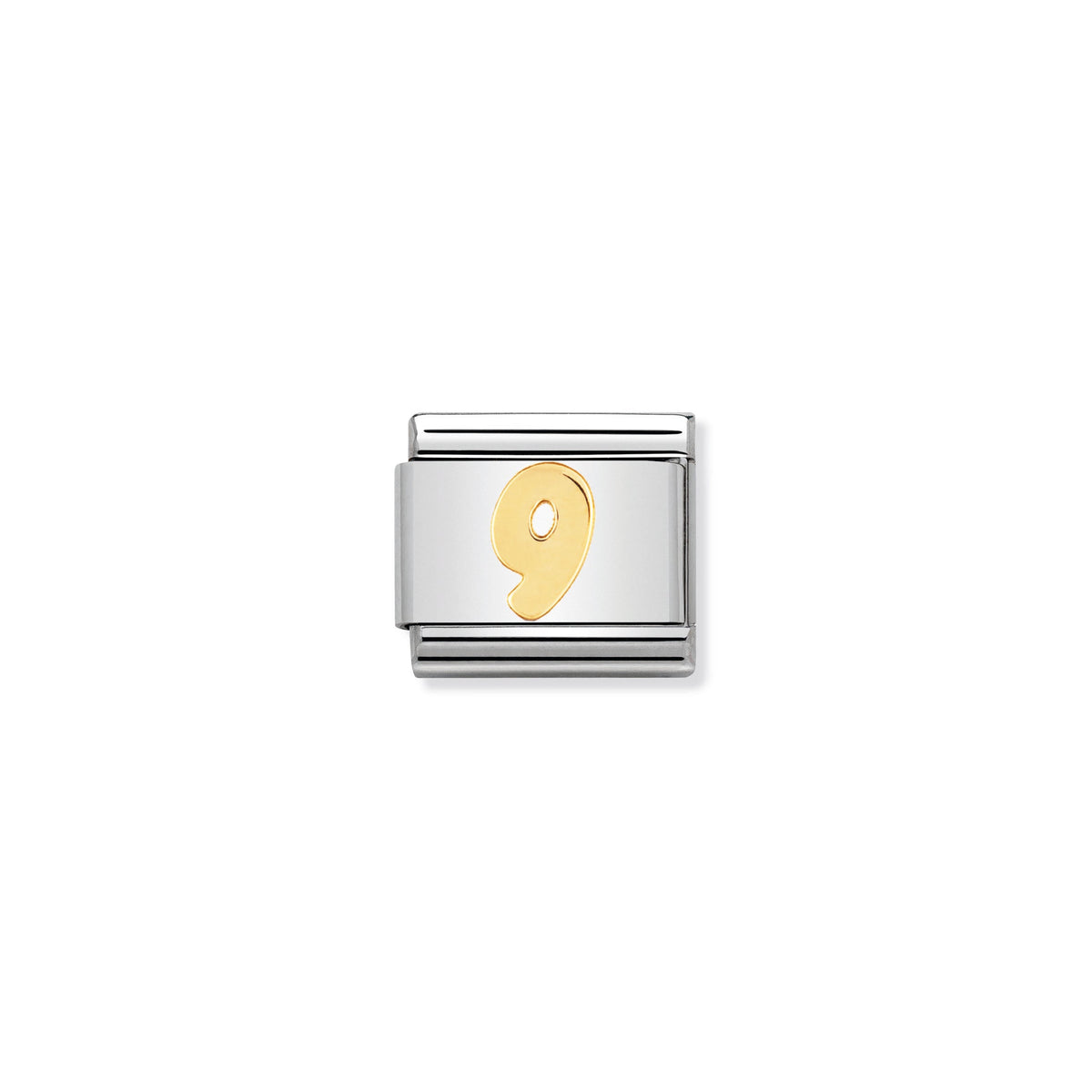 Composable Classic Numbers In Stainless Steel With 18k Gold 9