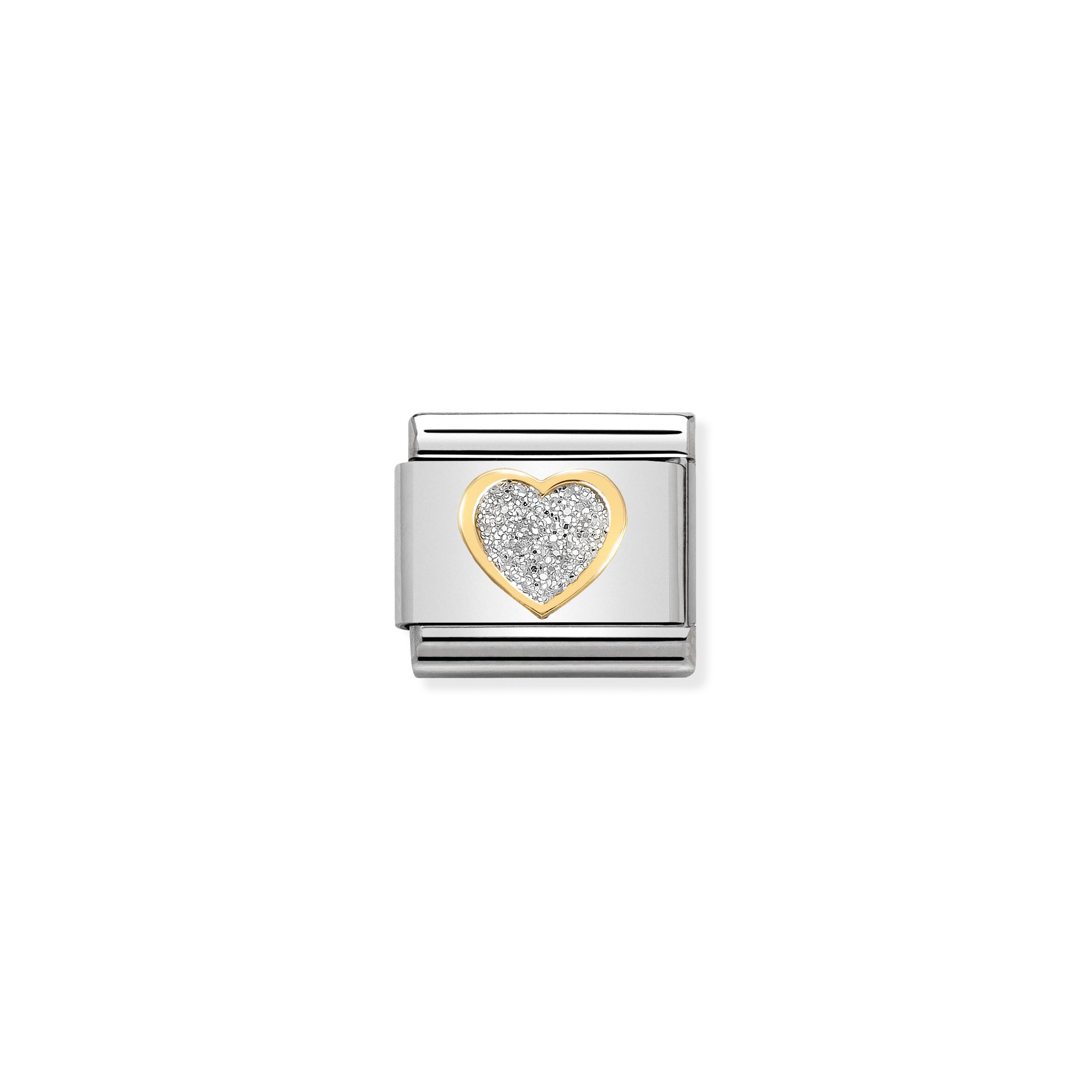 Composable Classic Glitter Symbols In Steel, Enamel And 18k Gold Silver Heart