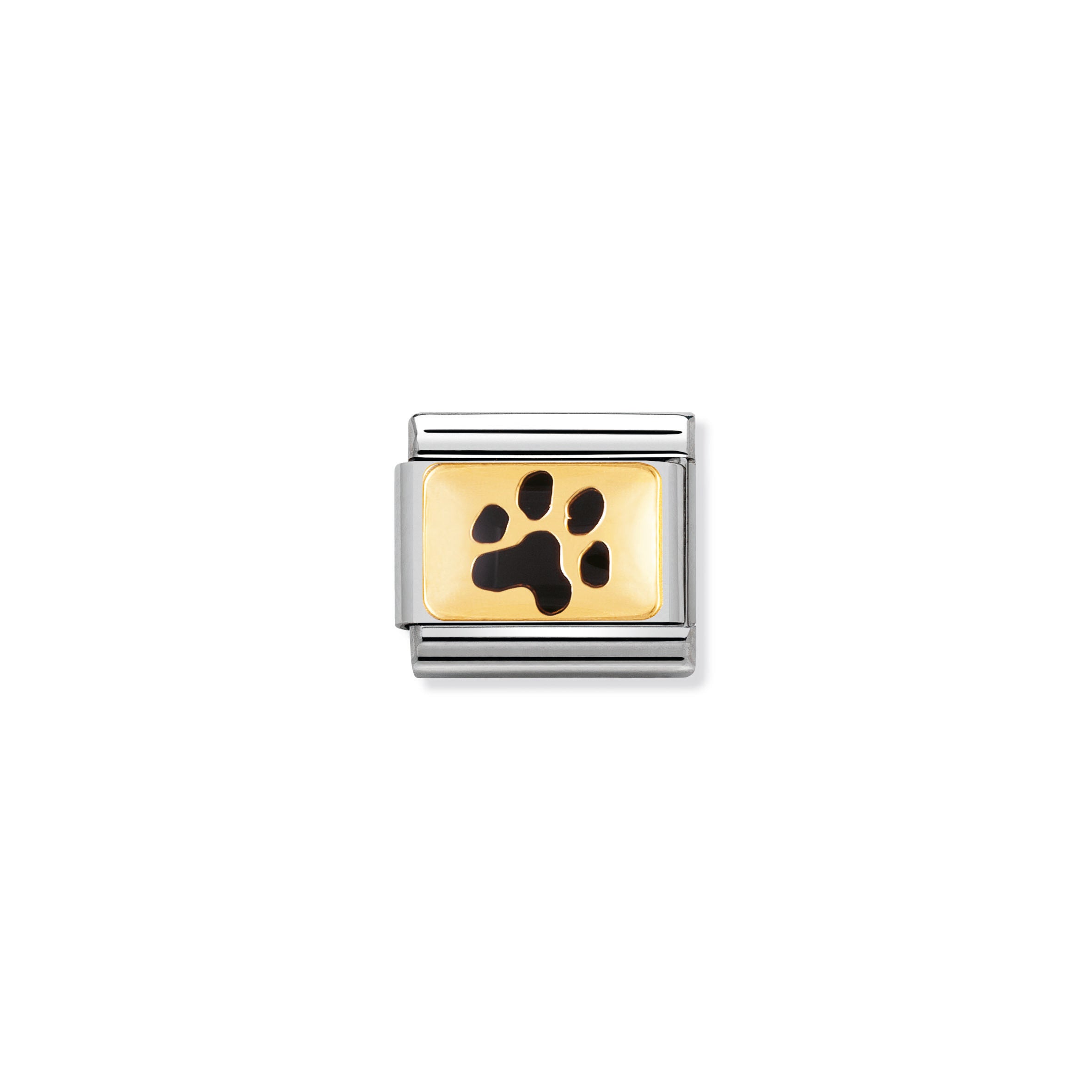 Composable Classic Plates Steel , Enamel And 18k Gold Paw Print
