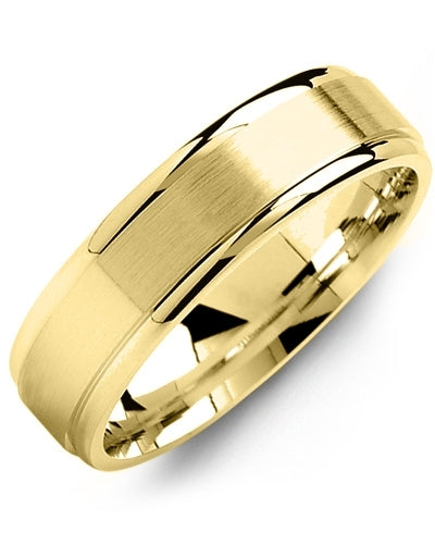 MADANI MEN'S FLAT BRUSH POLISHED EDGES WEDDING RING MPA610YY MPA610YY