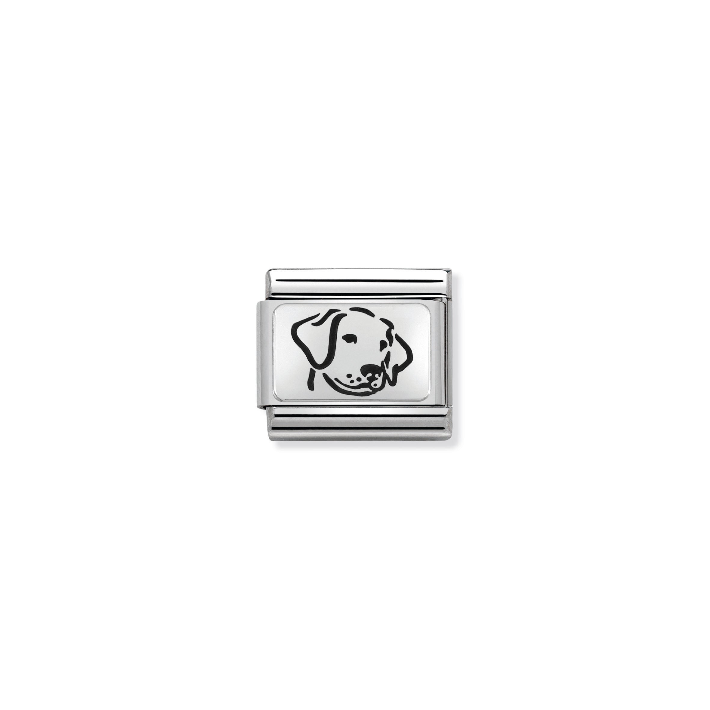 Composable Classic Oxydised Plates 2 In Steel And 925 Sterling Silver Dog