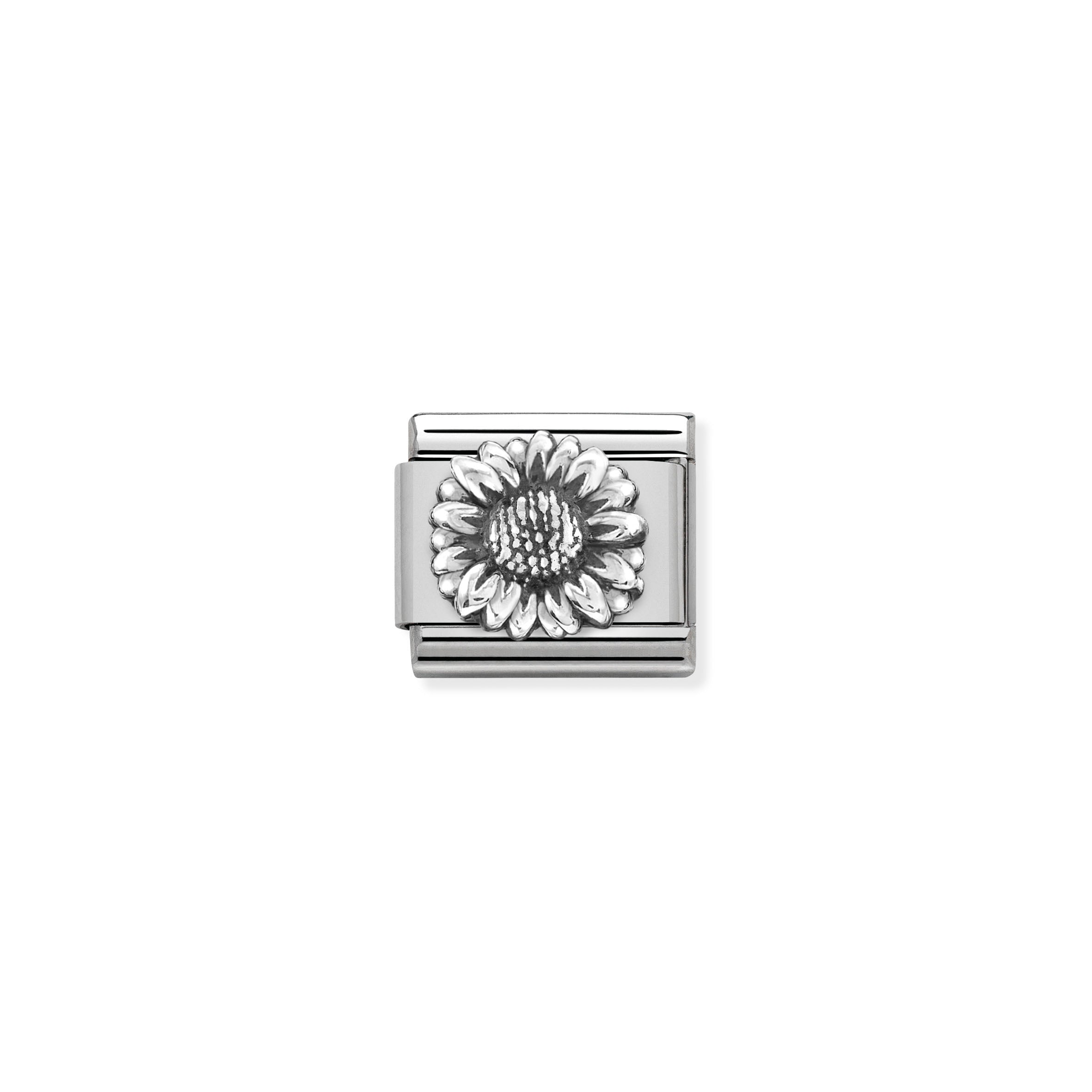 Composable Classic Relief Steel And 925 Sterling Silver Sunflower