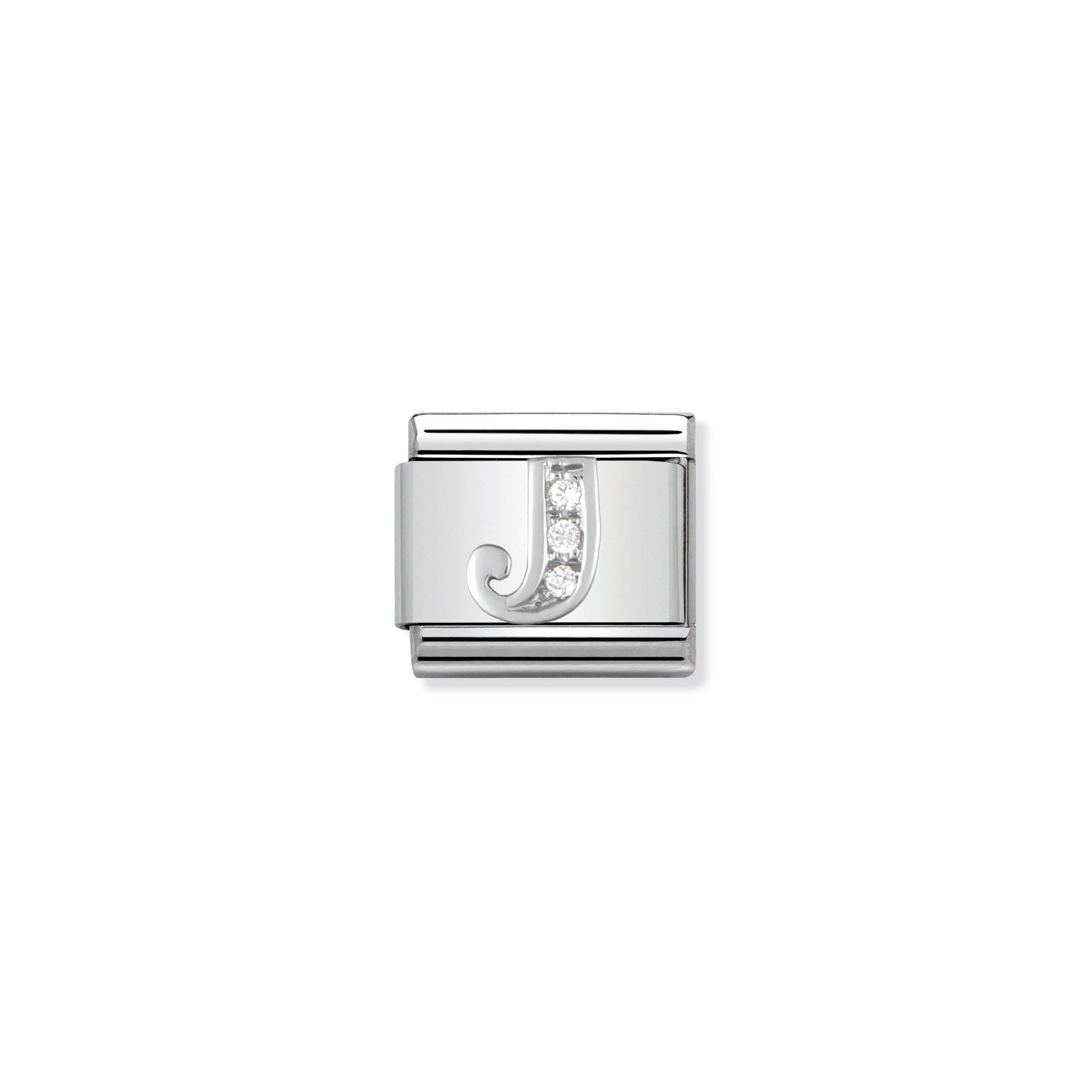 Composable Classic Alphabet Stainless Steel, Cub. Zirc And 925 Sterling Silver J