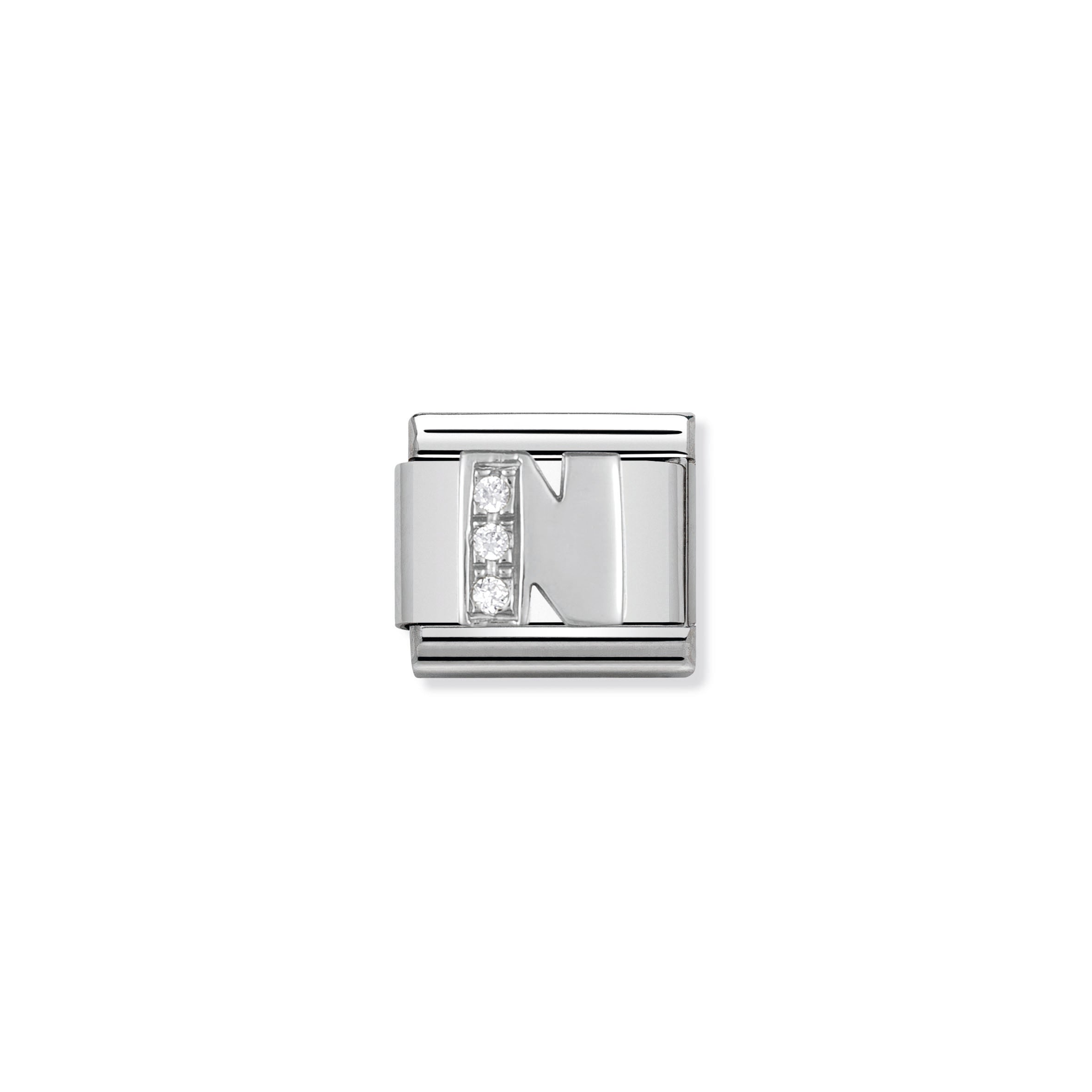 Composable Classic Alphabet Stainless Steel, Cub. Zirc And 925 Sterling Silver N