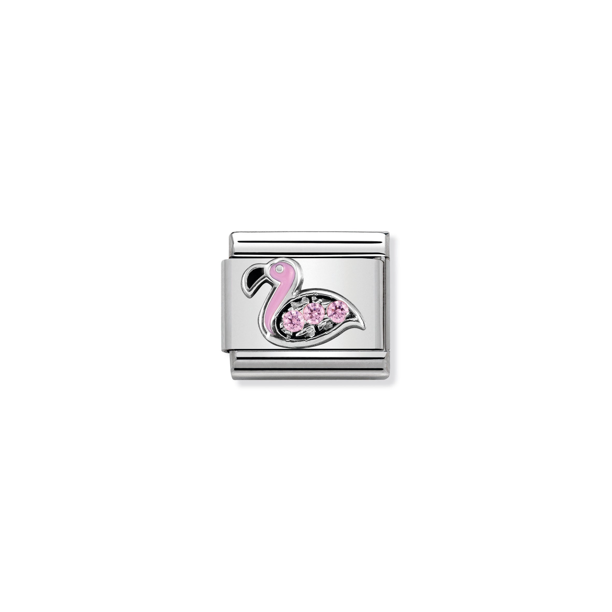 Composable Cl Symbols Steel , Cubic Zirconia And 925 Sterling Silver Flamingo With Pink Cz