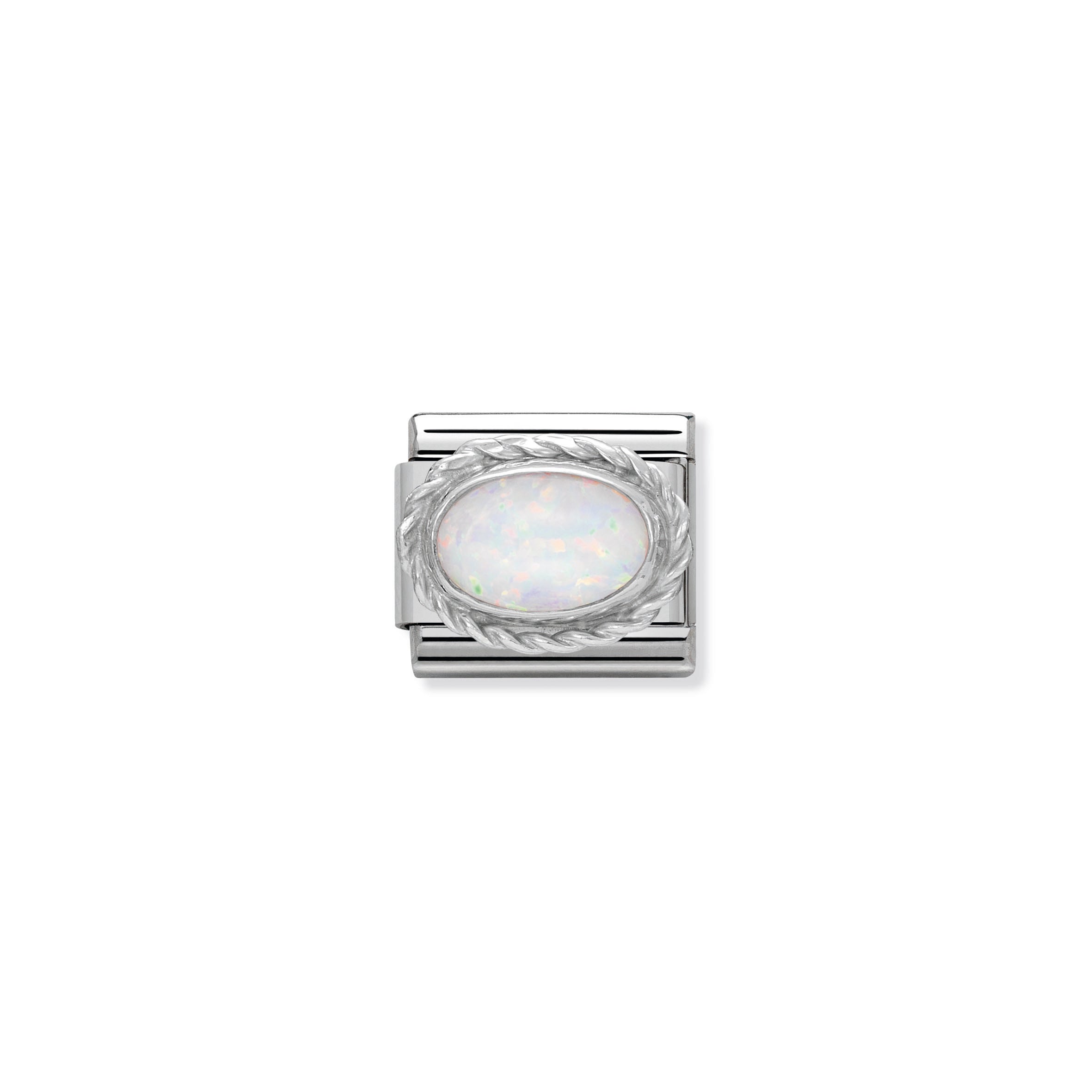 Comp. Classic Hard Stones Stainless Steel, Rich 925 Sterling Silver Setting White Opal