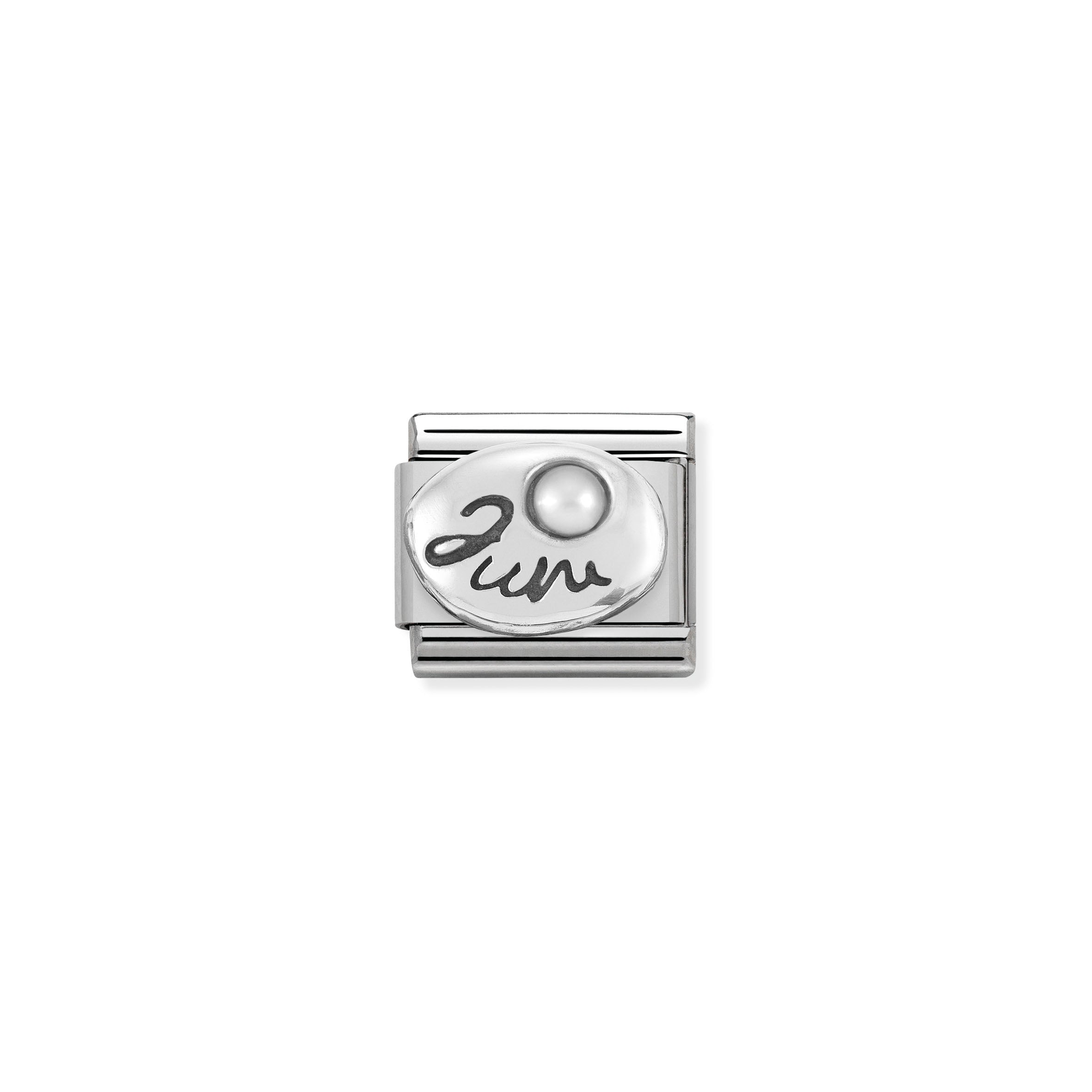 Composable Classic Symbols In St.Steel, 925 Sterling Silver And Stones June White Pearl
