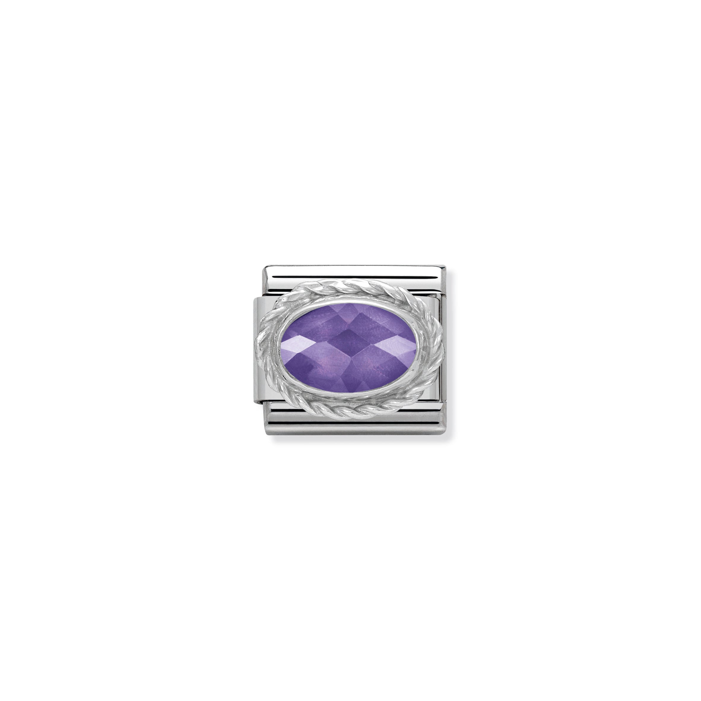 Composable Classic Faceted Cz In Stainless Steel With 925 Sterling Silver Setting And Detail Purple