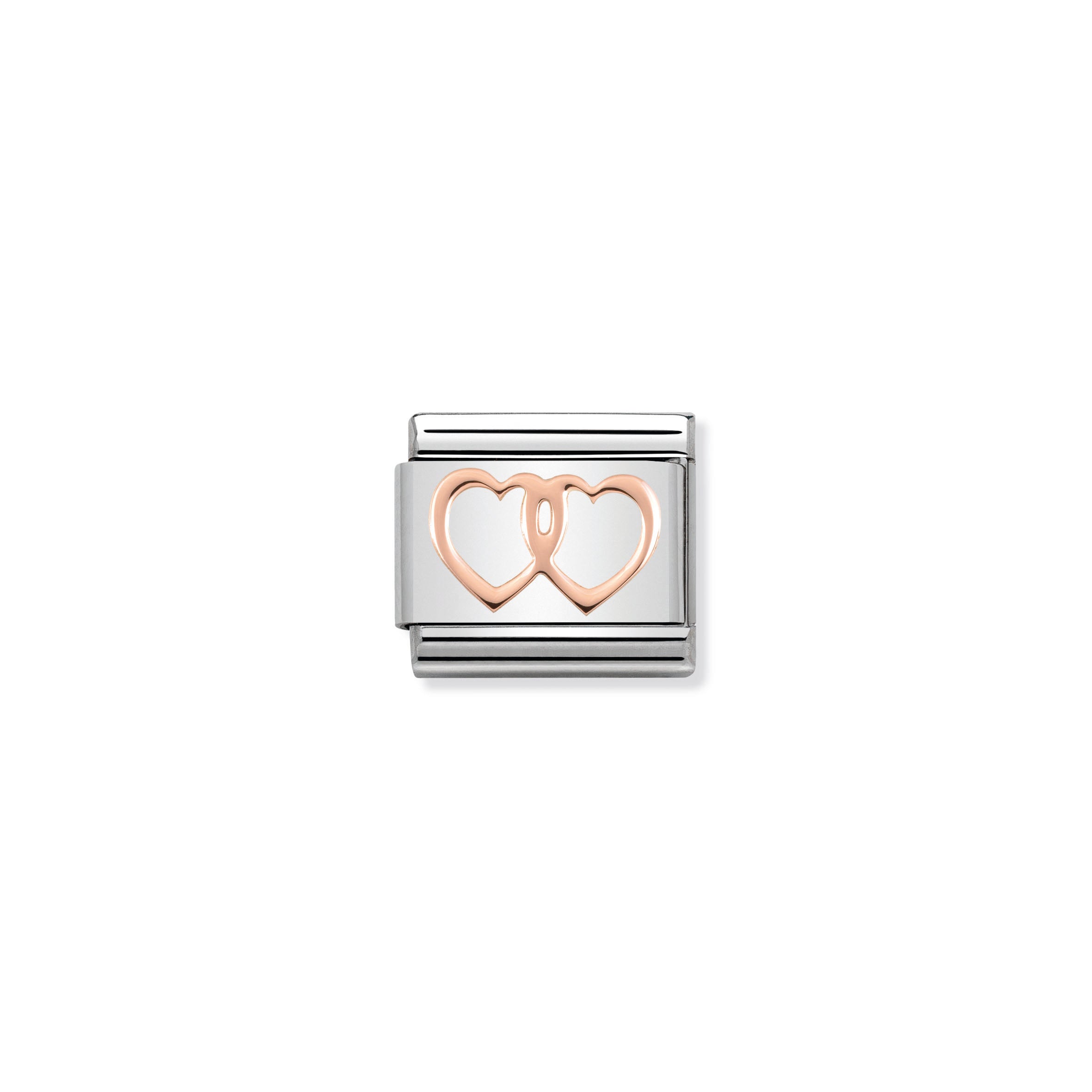 Composable Classic Symbols Steel And 9k Rose Gold Double Hearts