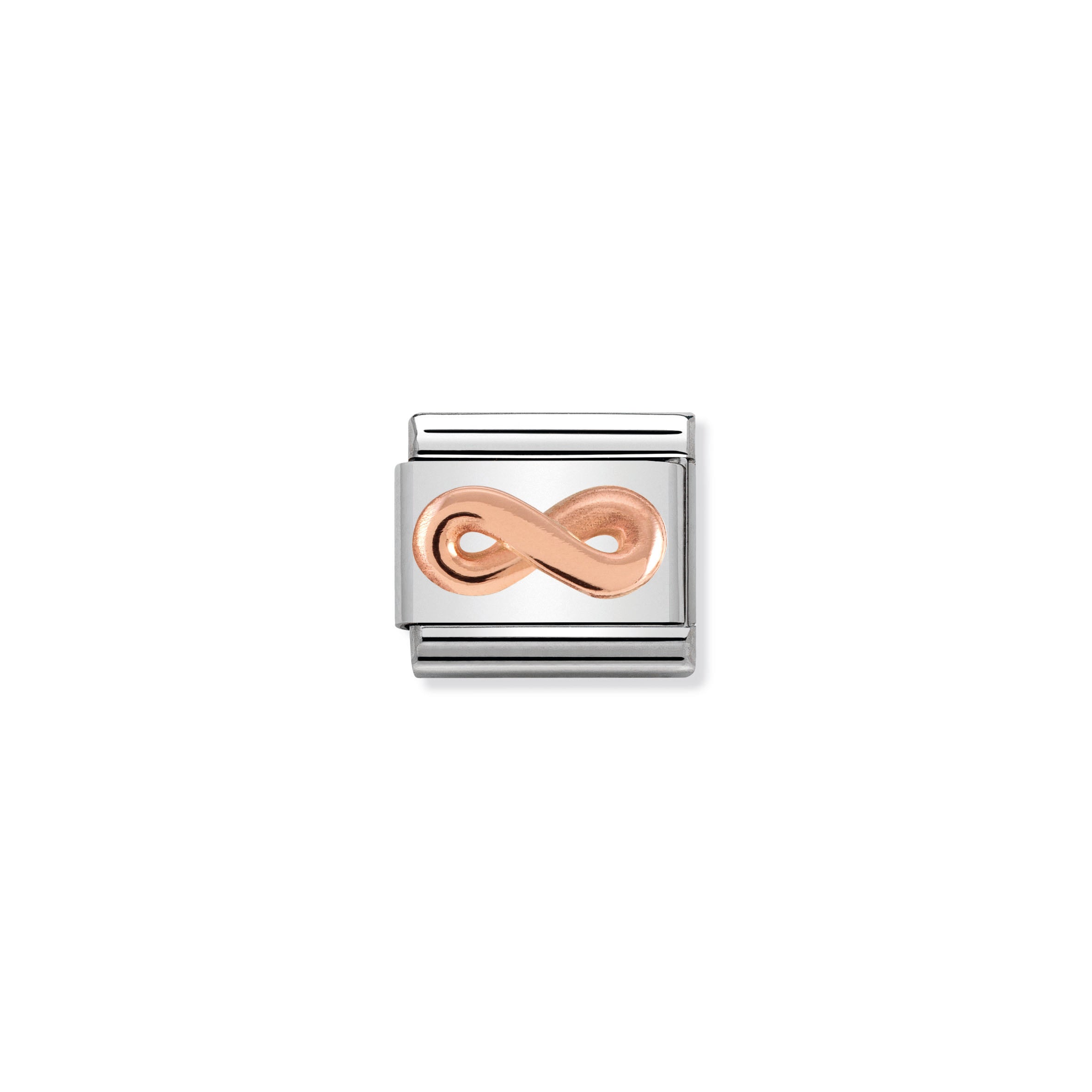 Composable Classic Relief Symbols Stainless Steel And 9k Rose Gold Infinity