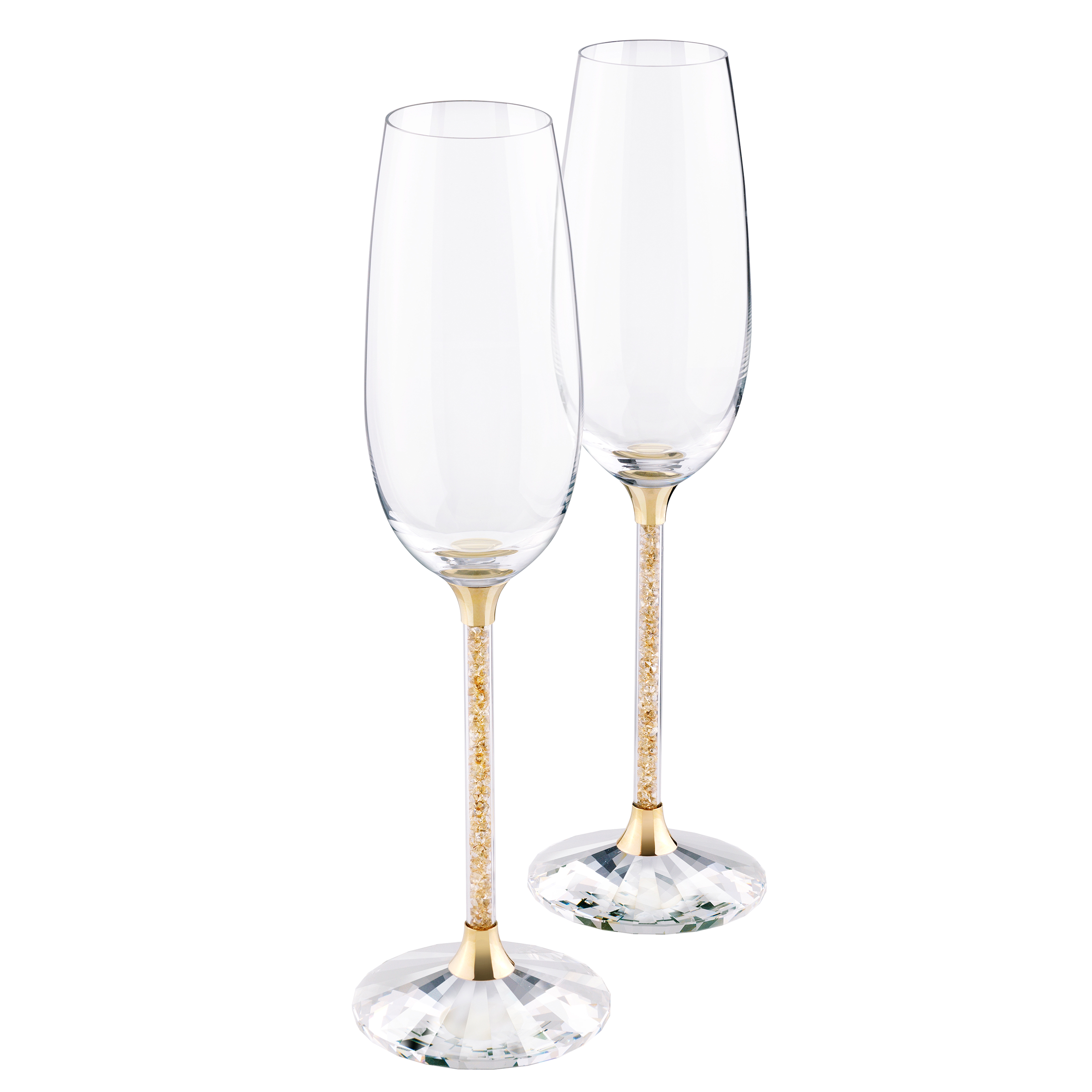 SWAROVSKI CRYSTALLINE TOASTING FLUTES , GOLD TONE (SET OF 2) 5102143