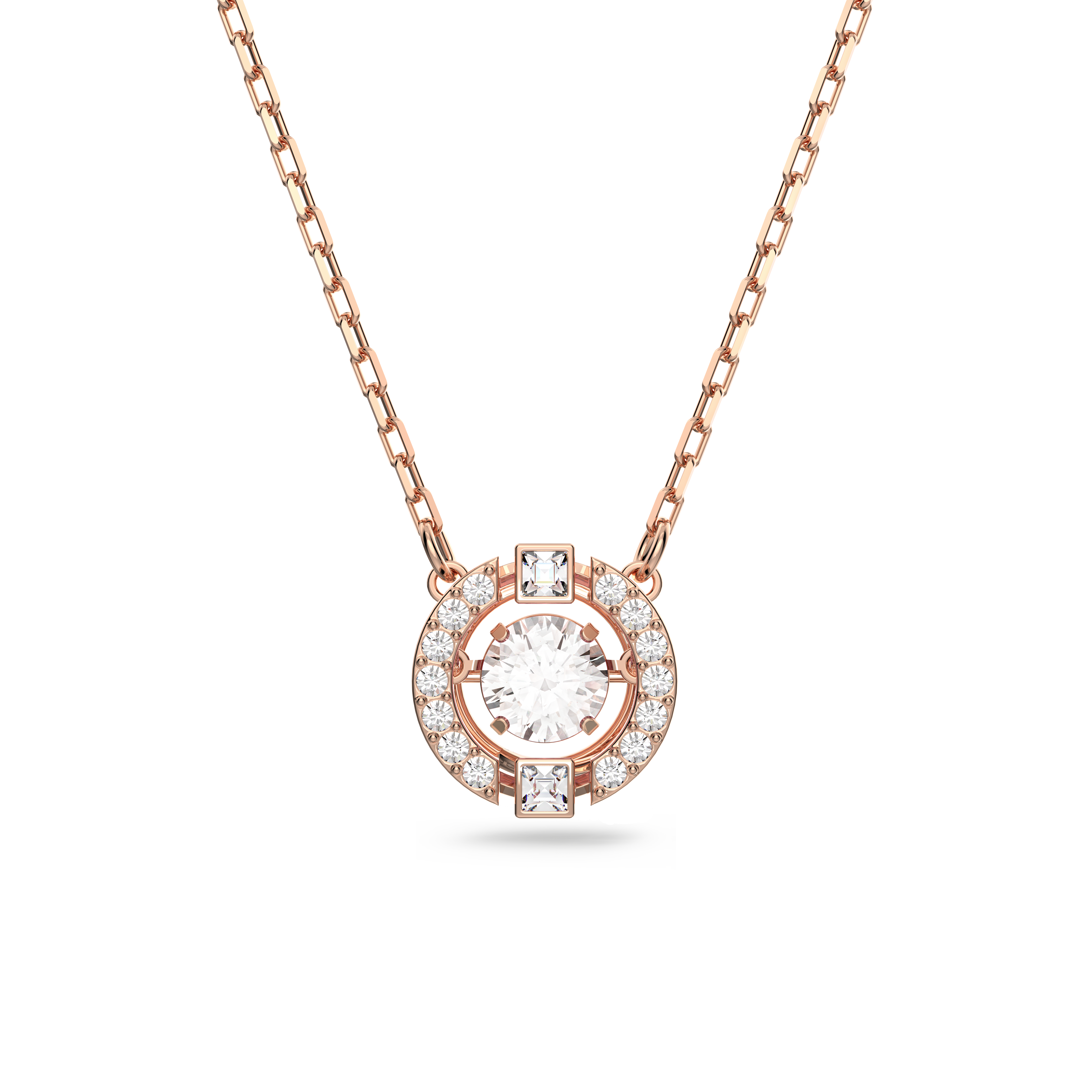 SWAROVSKI SWAROVSKI SPARKLING DANCE NECKLACE, ROUND CUT, WHITE, ROSE GOLD-TONE PLATED 5272364