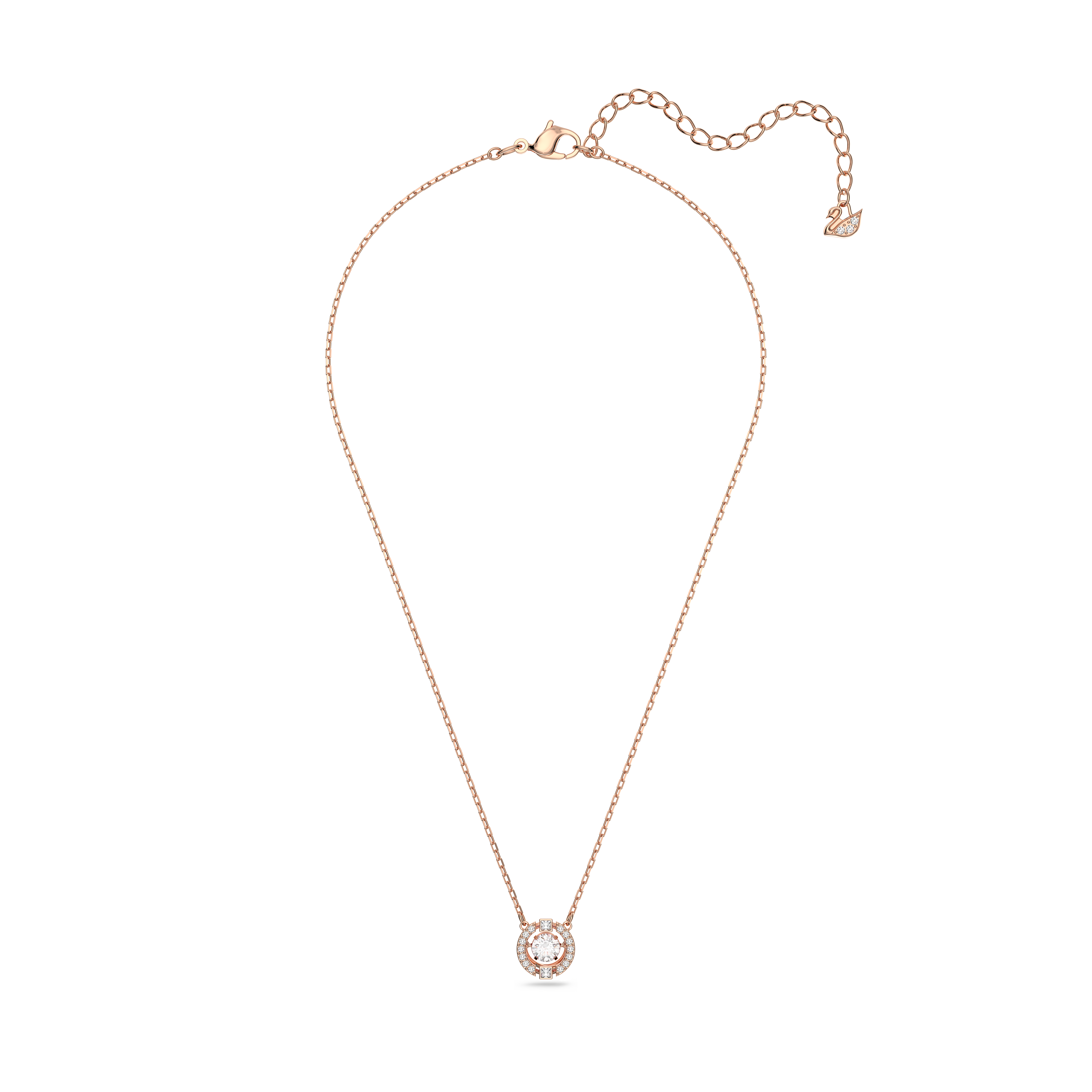 SWAROVSKI SWAROVSKI SPARKLING DANCE NECKLACE, ROUND CUT, WHITE, ROSE GOLD-TONE PLATED 5272364