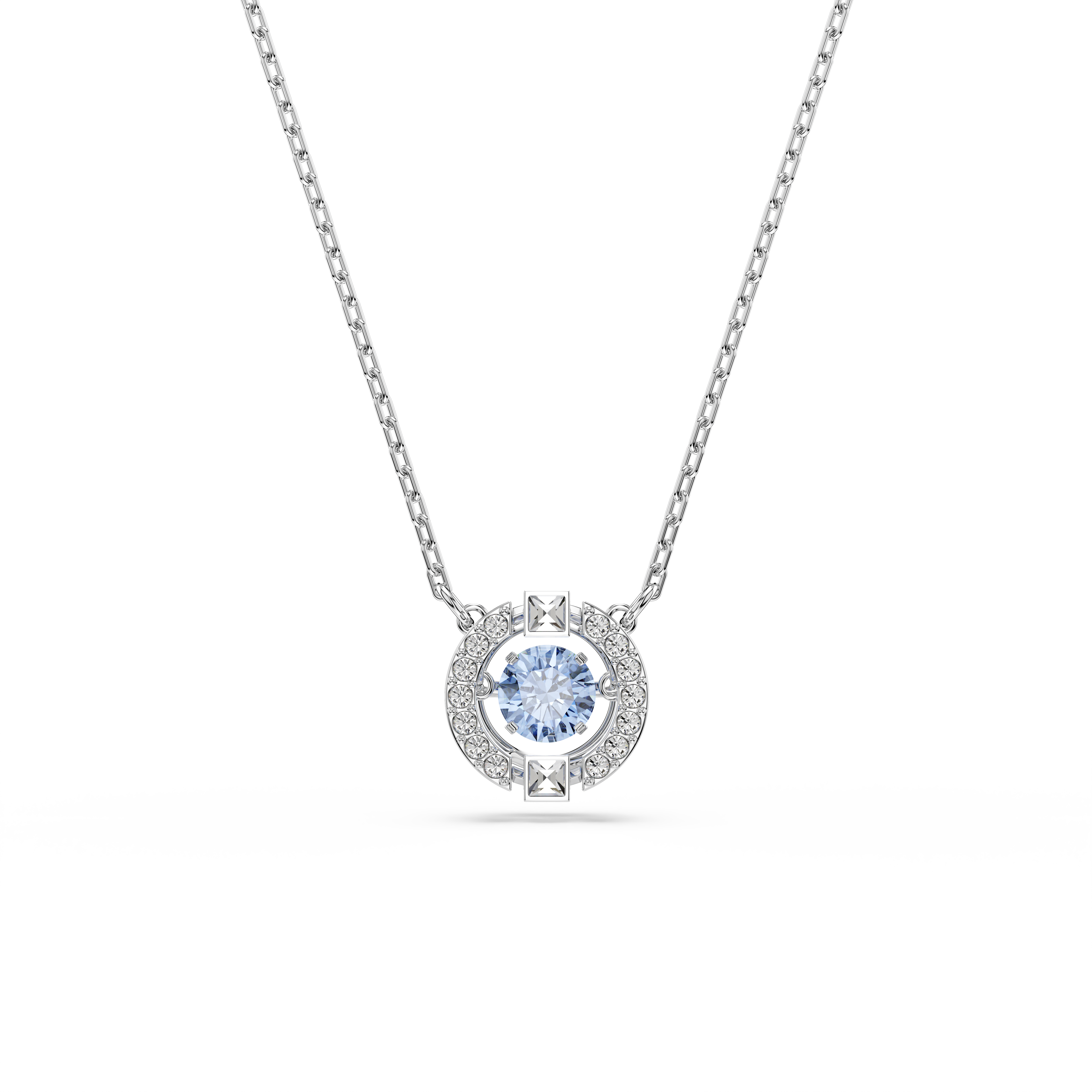 Swarovski Una necklace, Round cut, Blue, Rhodium plated 5279425