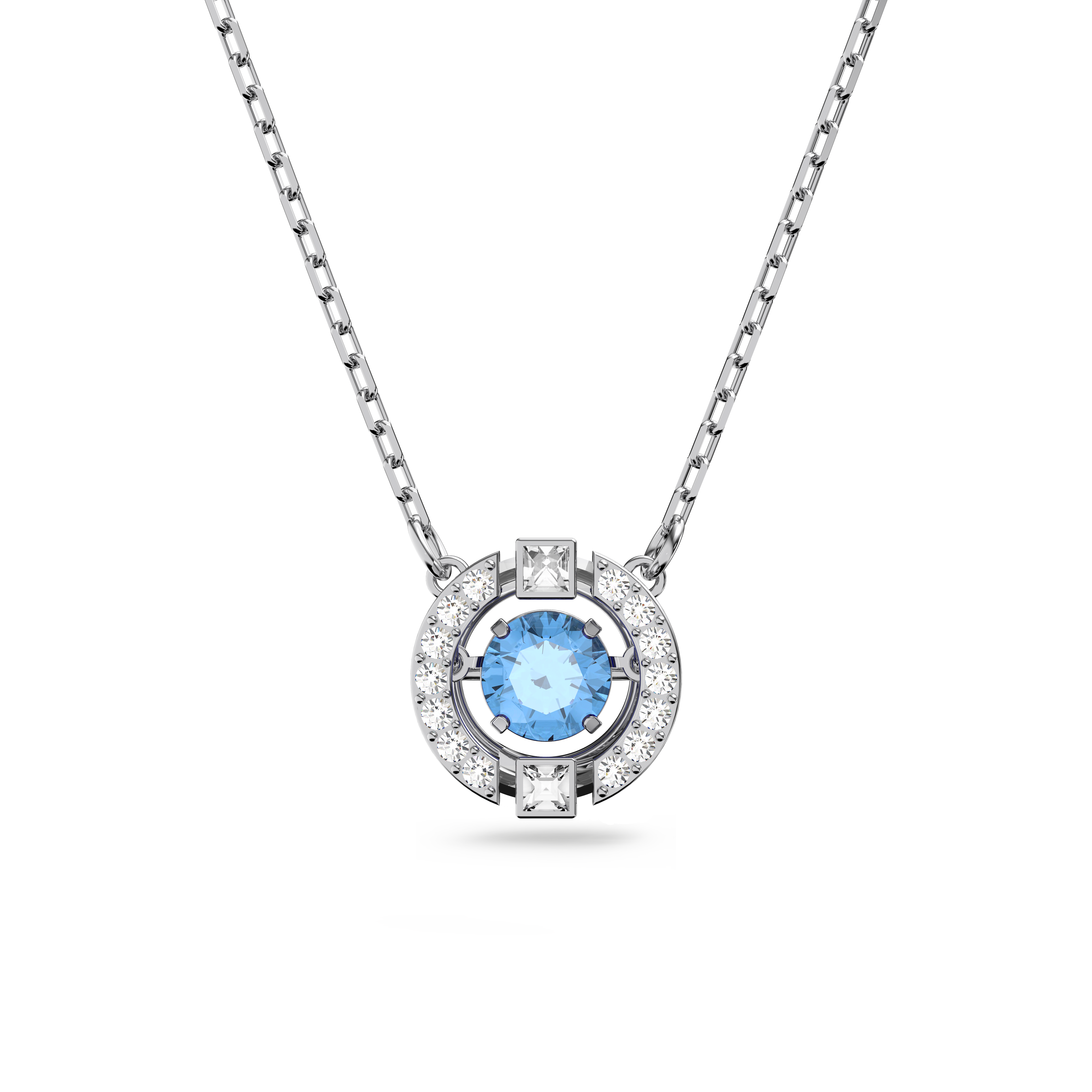 SWAROVSKI SWAROVSKI SPARKLING DANCE NECKLACE, ROUND CUT, BLUE, RHODIUM PLATED 5279425