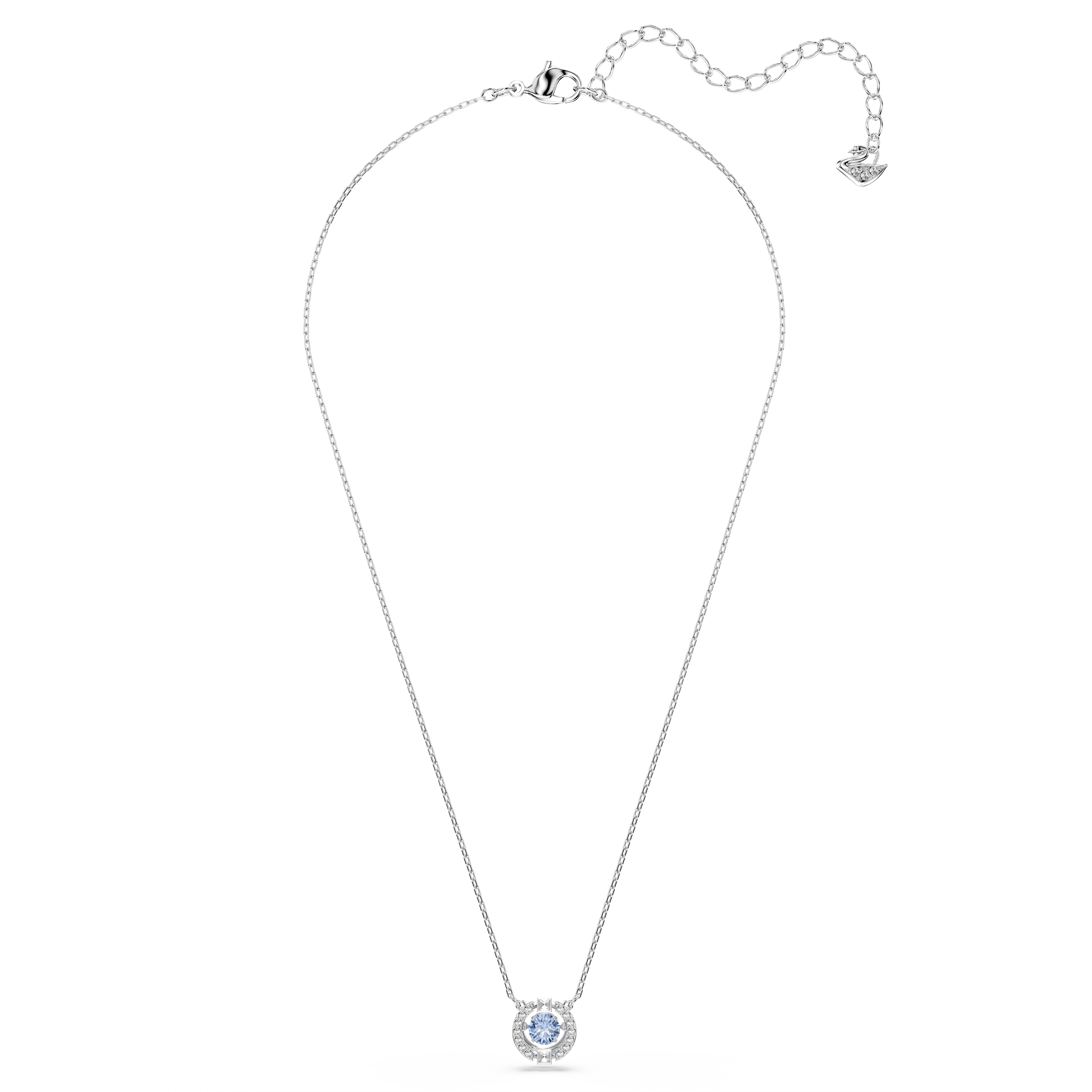 Swarovski Una necklace, Round cut, Blue, Rhodium plated 5279425