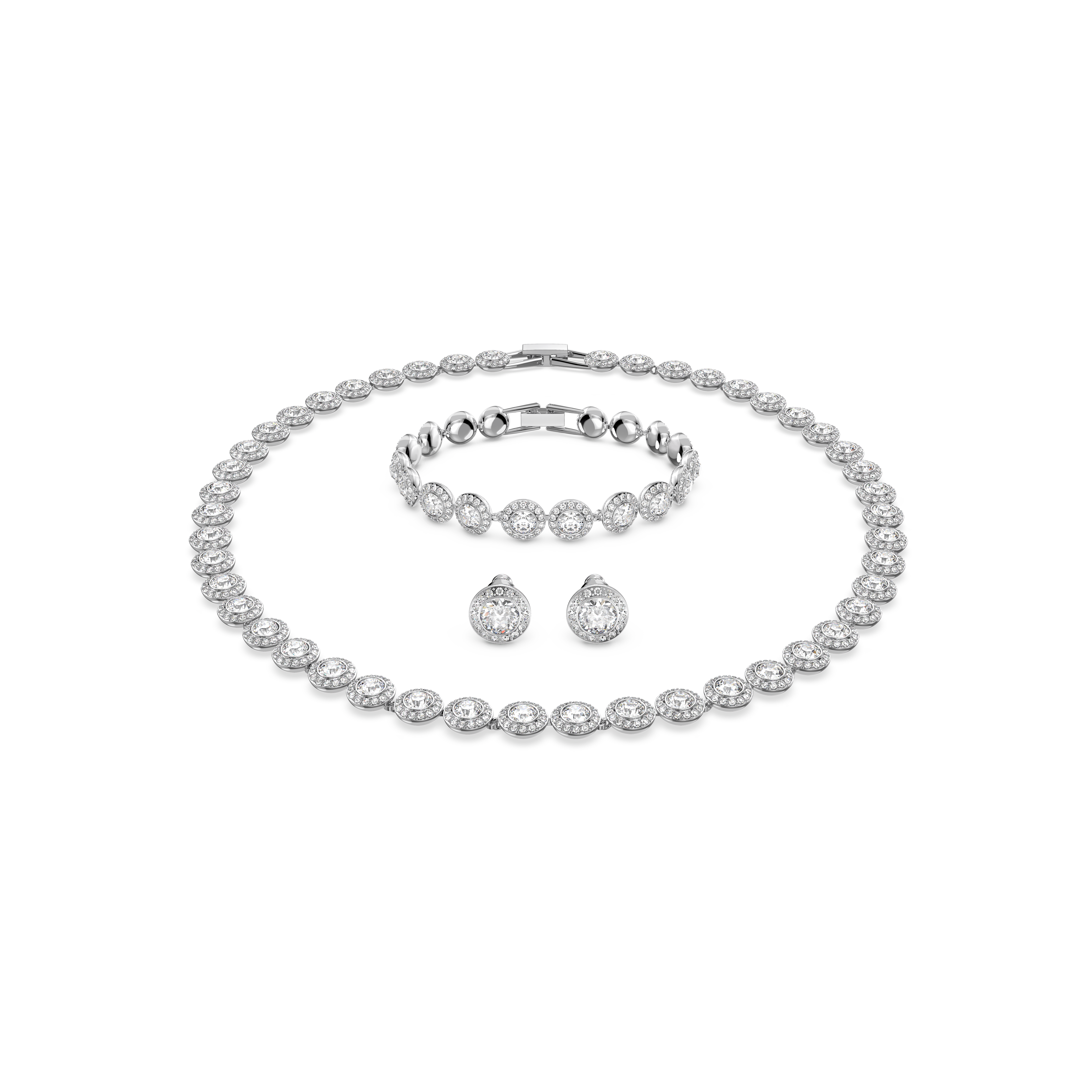 Swarovski Una Angelic set, Set (3), Round cut, White, Rhodium plated 5367853