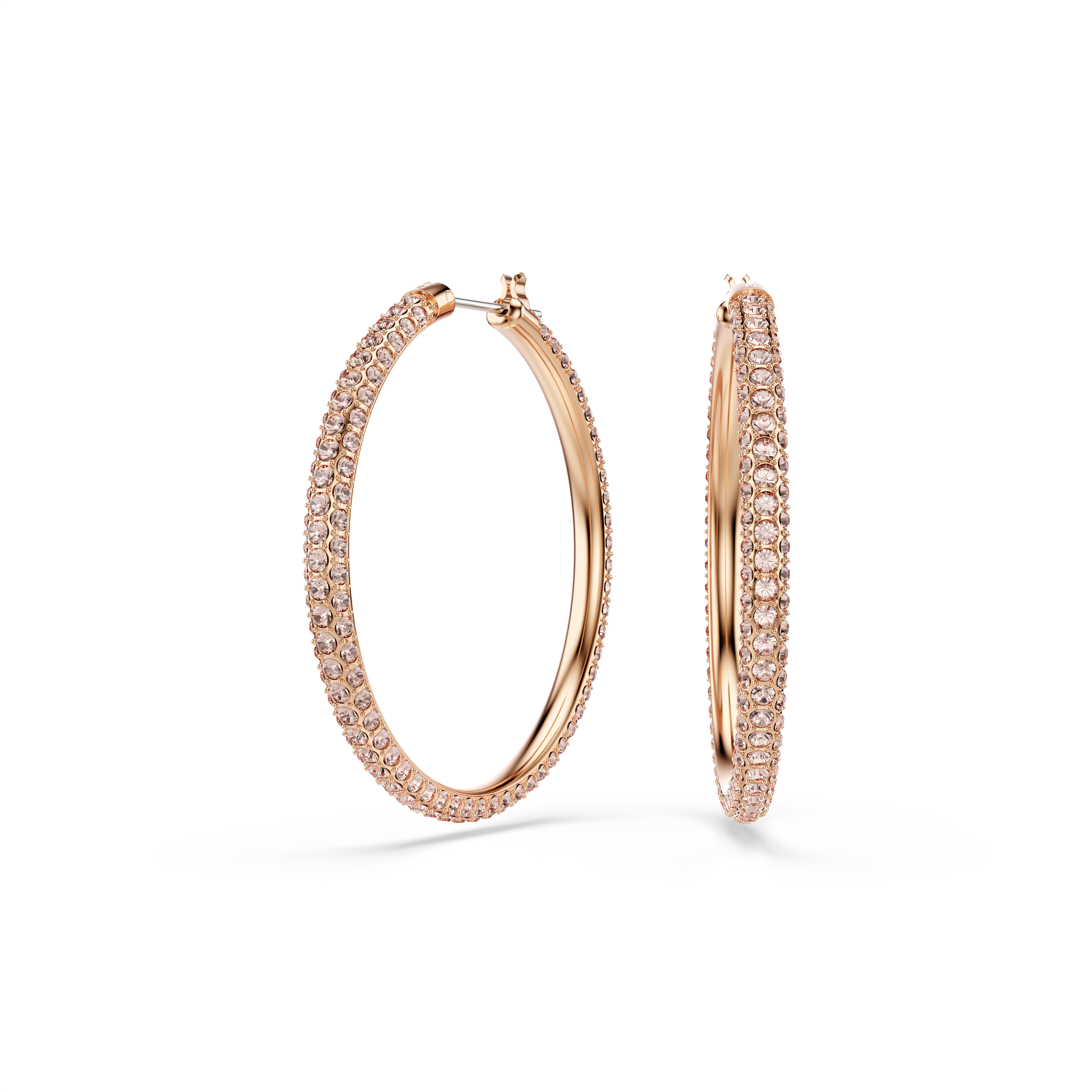 Swarovski Dextera hoop earrings, Pavé, Large, White, Rose gold-tone plated 5383938