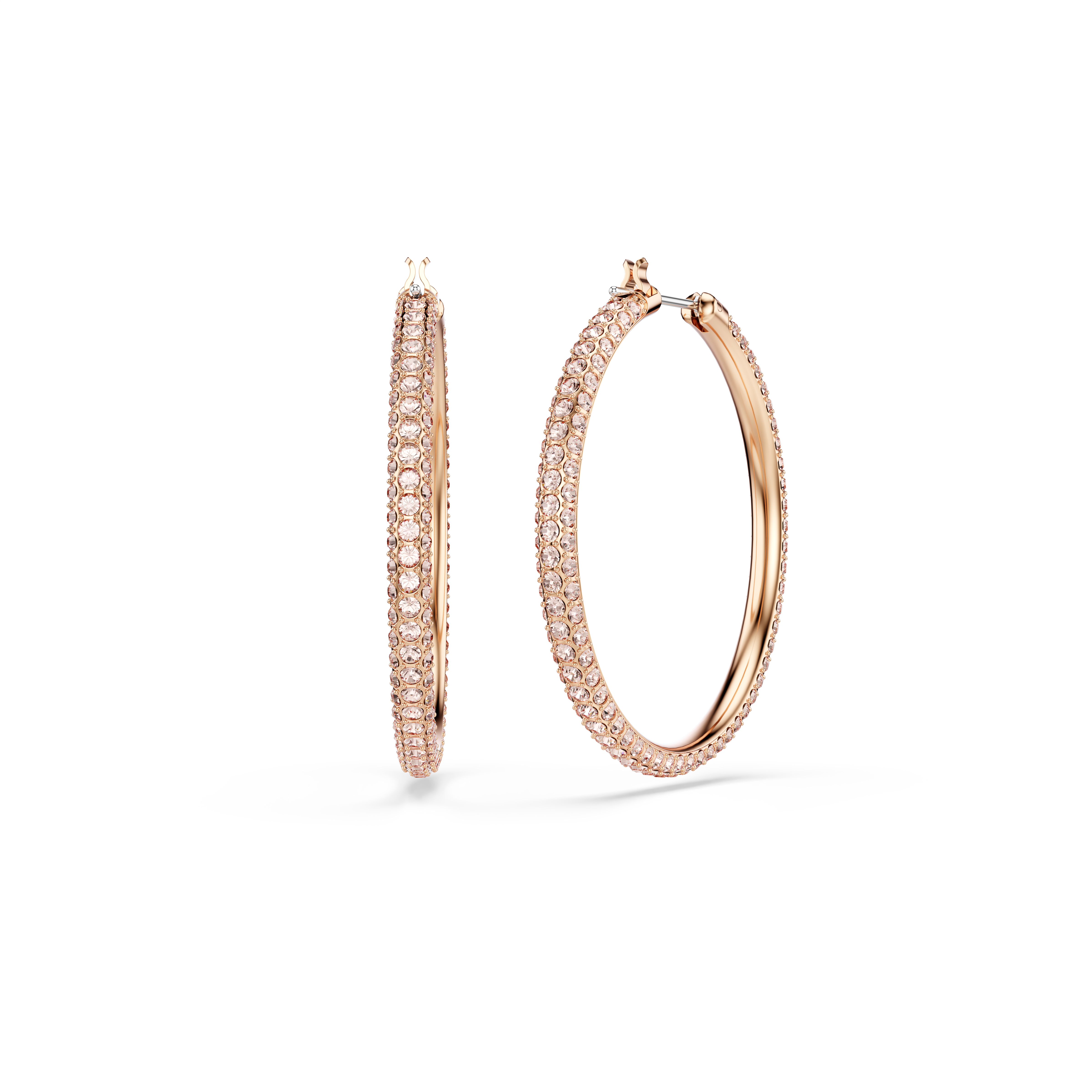 Swarovski Dextera hoop earrings, Pavé, Large, White, Rose gold-tone plated 5383938