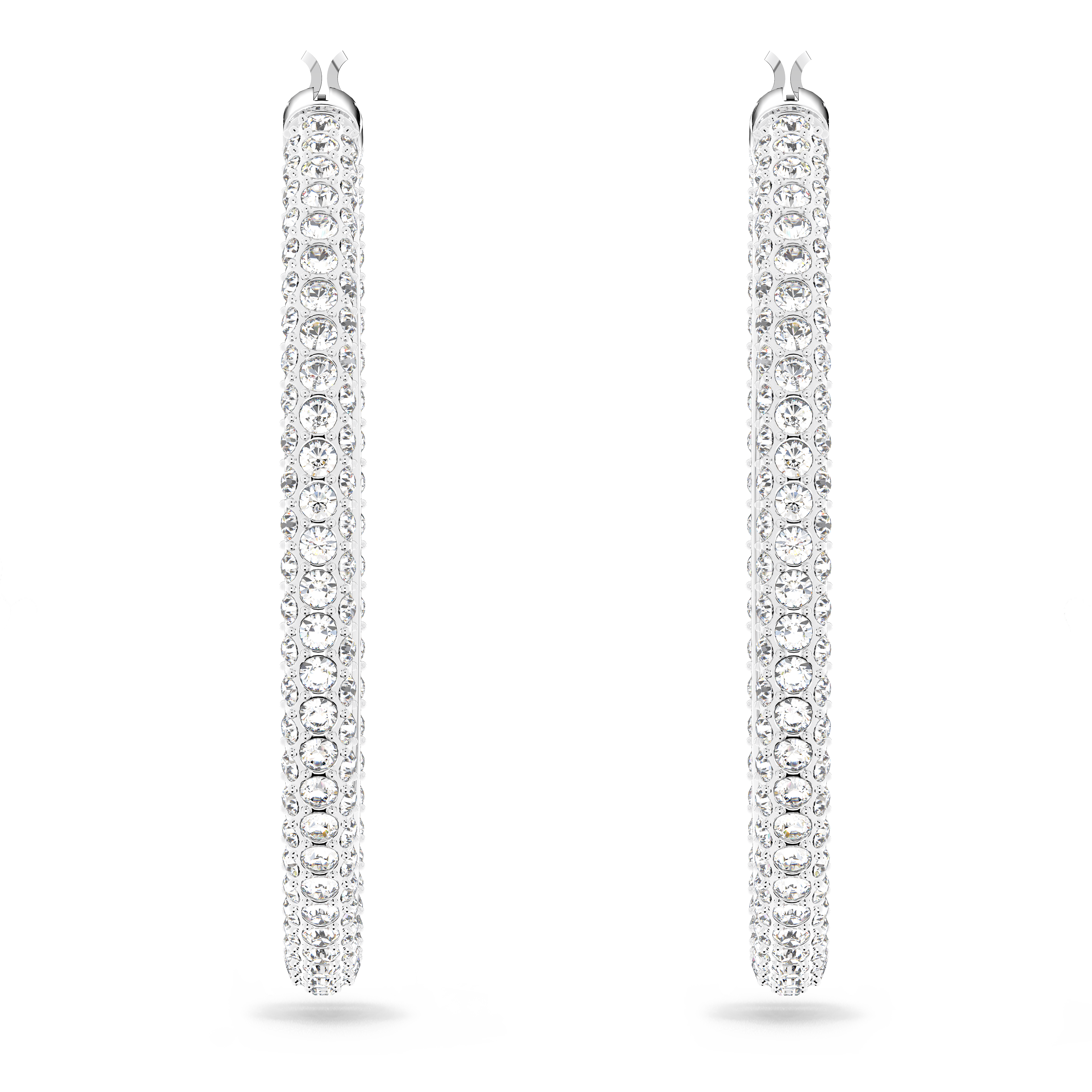 Swarovski Dextera hoop earrings, Pavé, Large, White, Rhodium plated 5389432