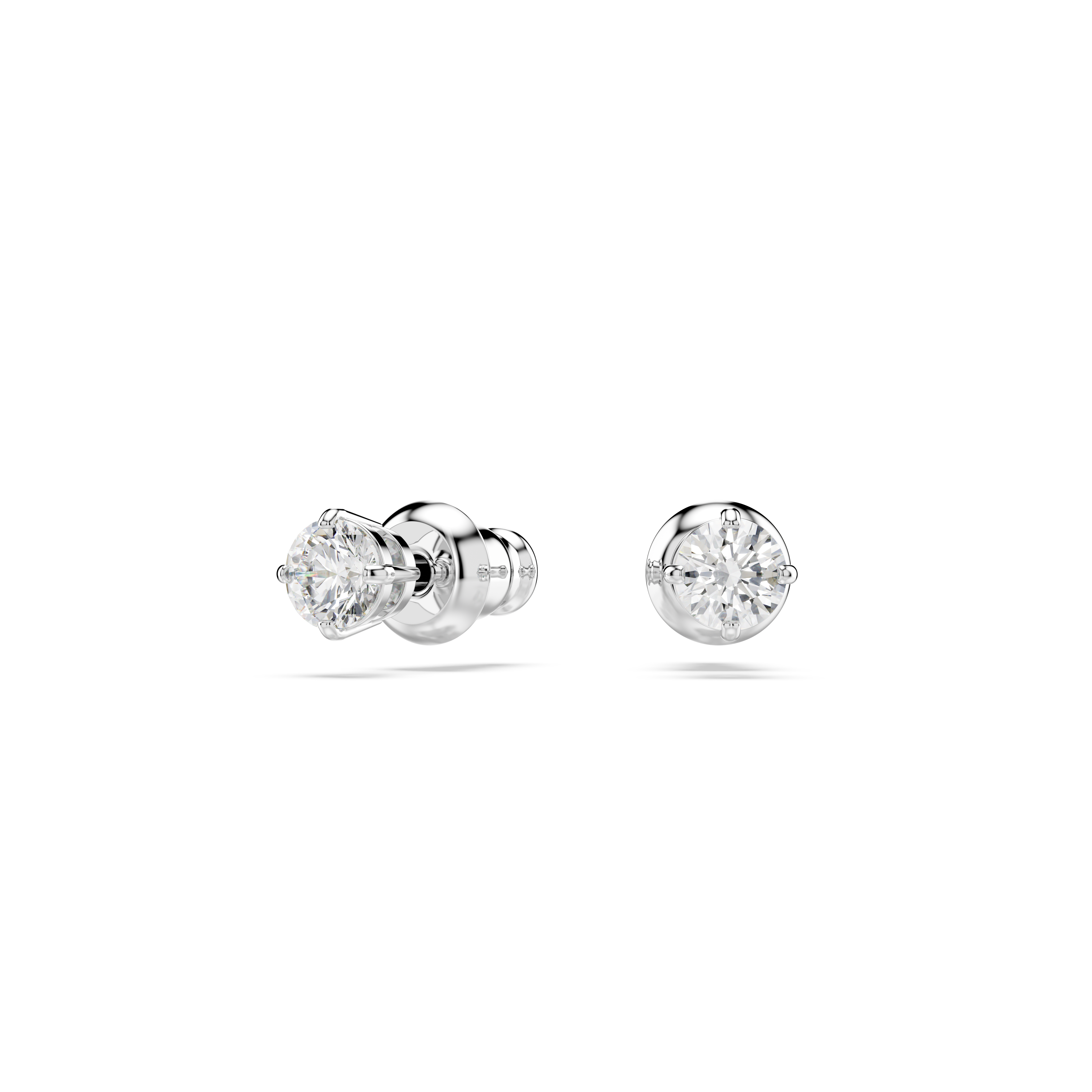 Swarovski Stilla Attract stud earrings, Round cut, White, Rhodium plated 5408436
