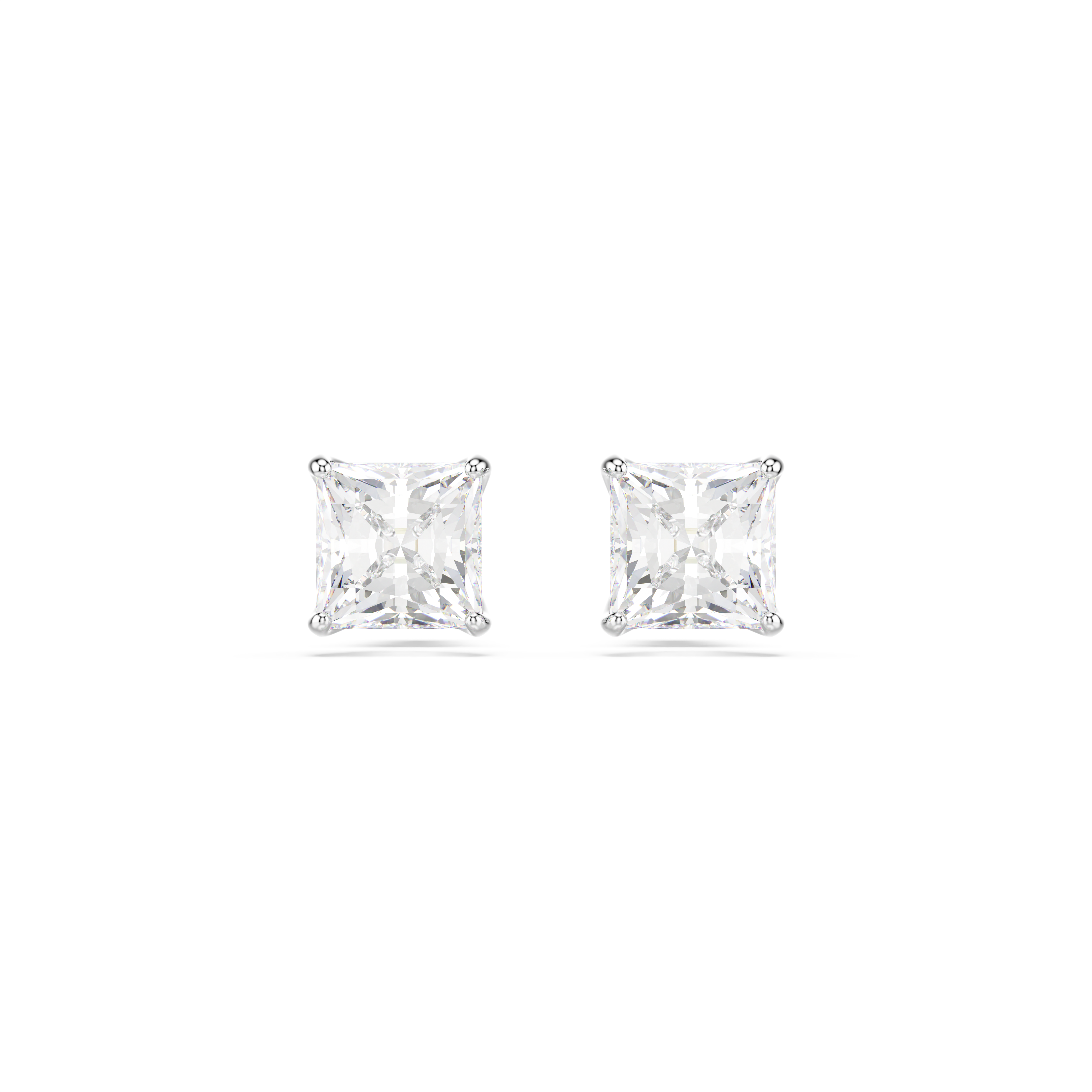 Swarovski Stilla Attract stud earrings, Square cut, White, Rhodium plated 5430365