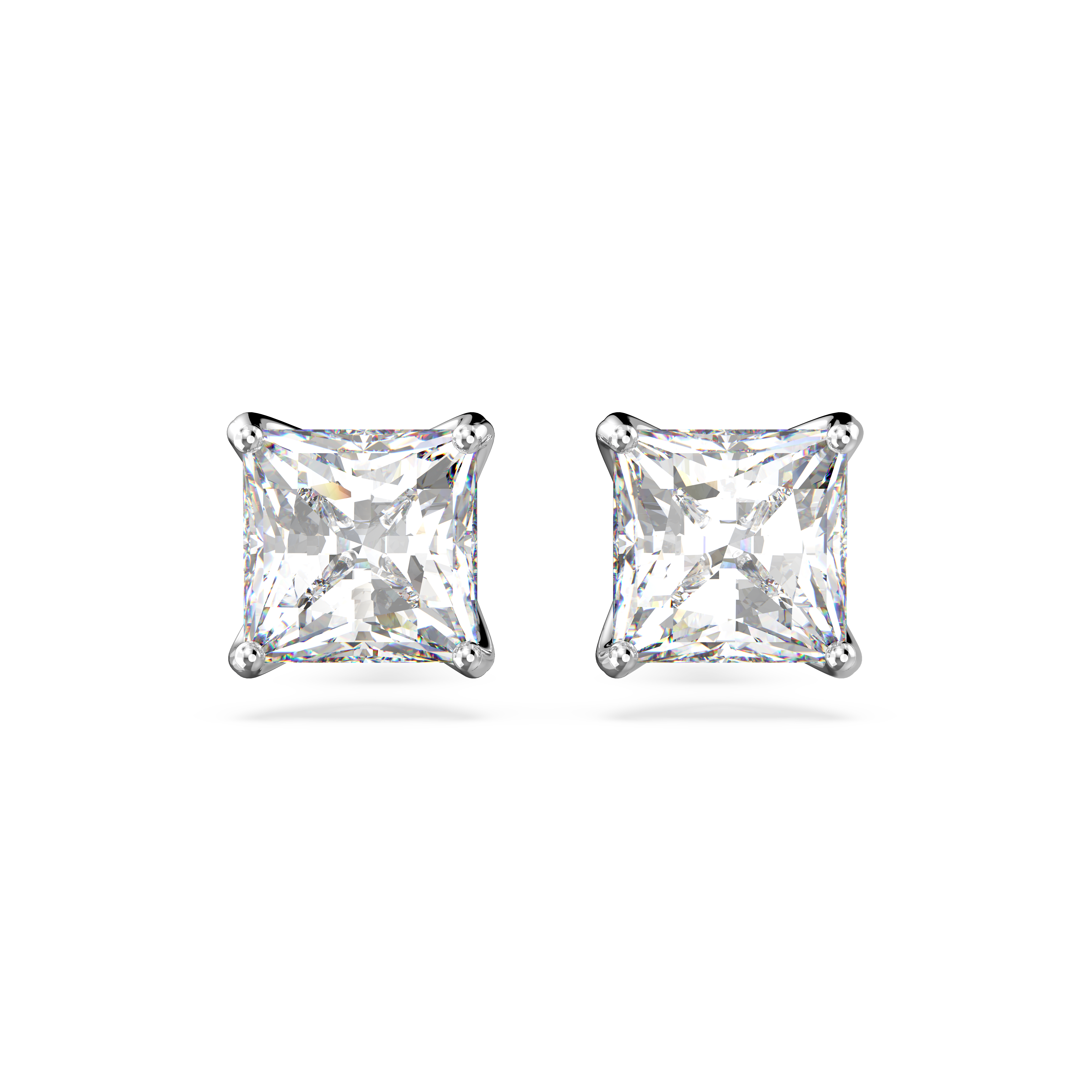 SWAROVSKI ATTRACT STUD EARRINGS, SQUARE CUT, WHITE, RHODIUM PLATED 5430365