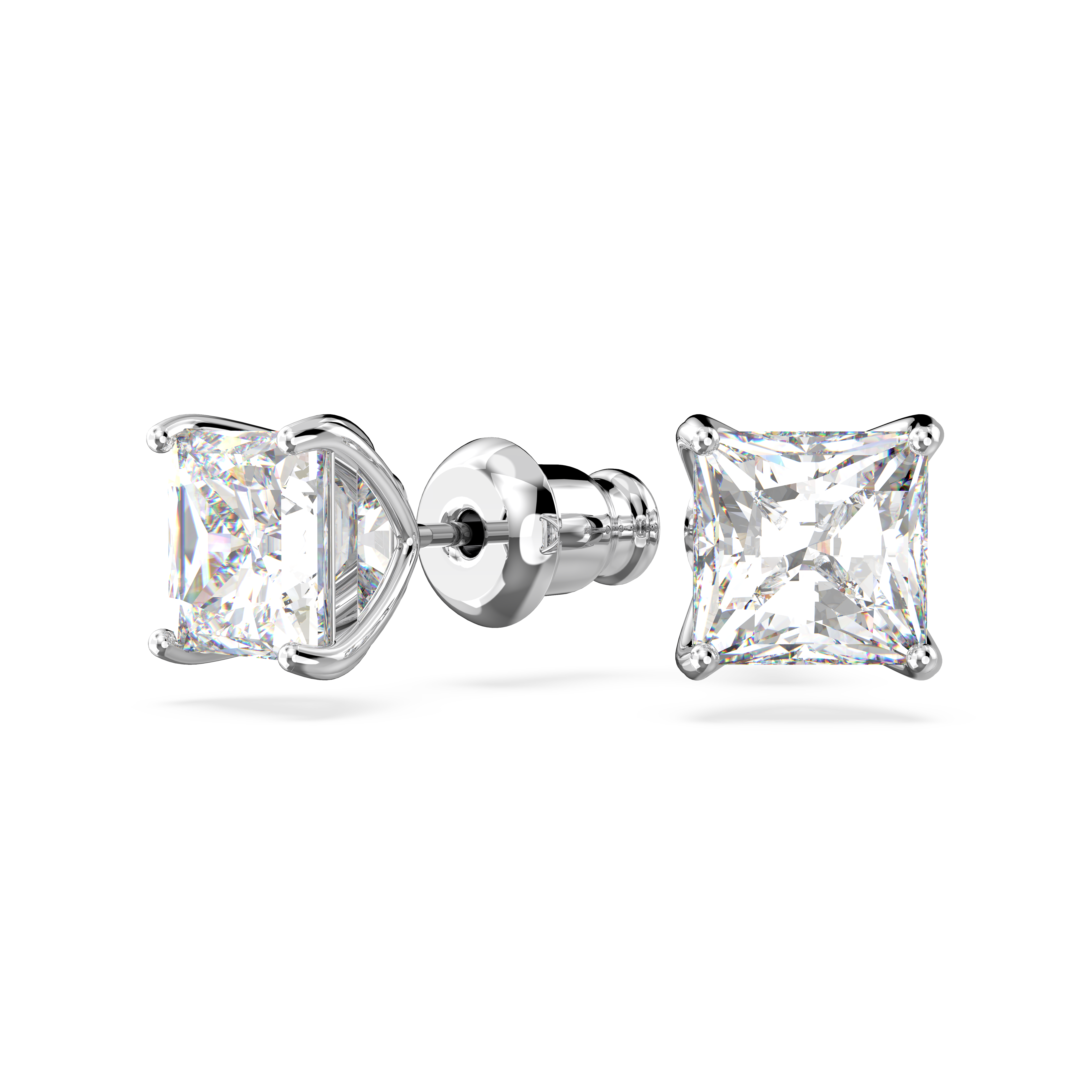 SWAROVSKI ATTRACT STUD EARRINGS, SQUARE CUT, WHITE, RHODIUM PLATED 5430365