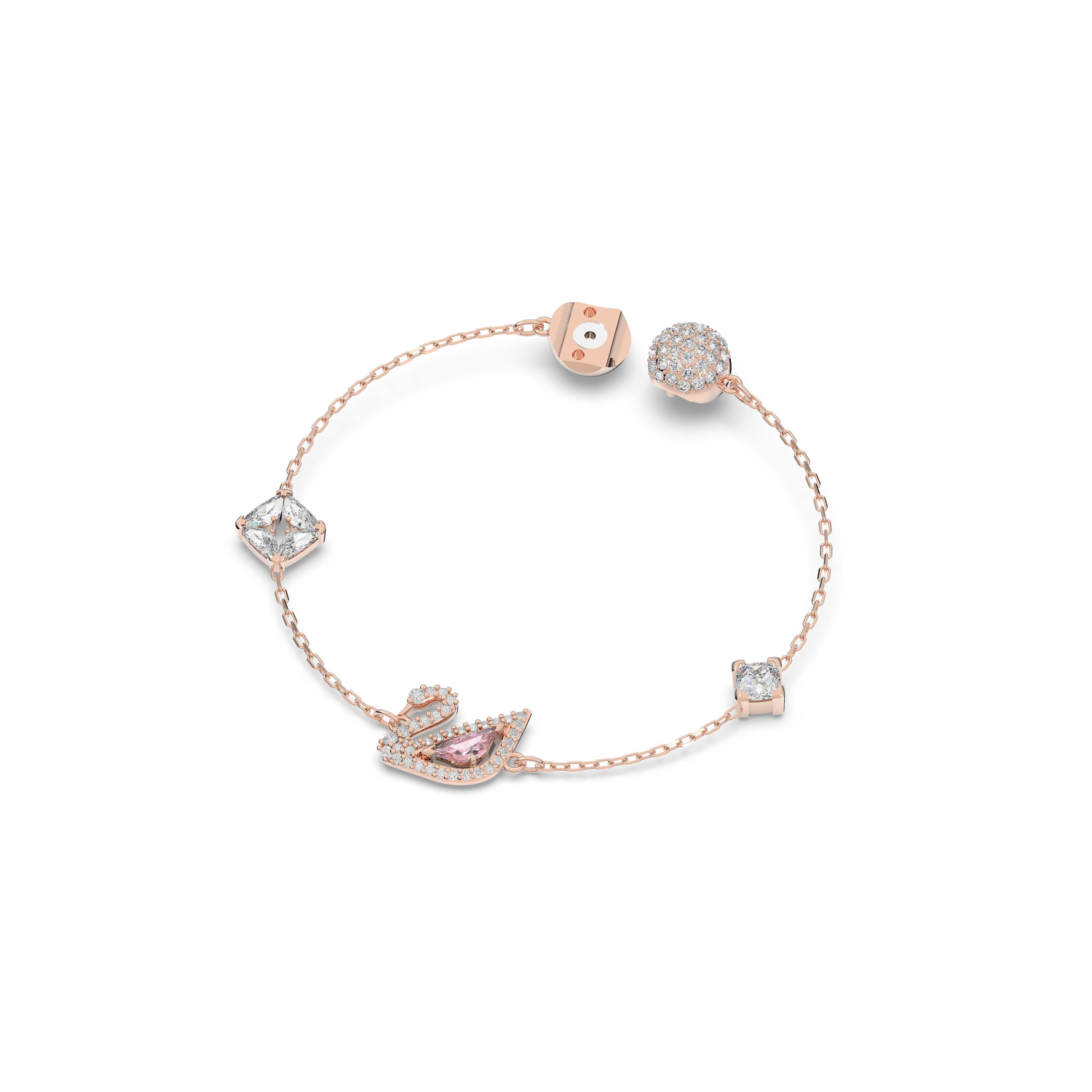 SWAROVSKI DAZZLING SWAN BRACELET, MAGNETIC CLOSURE, SWAN, PINK, ROSE GOLD-TONE PLATED