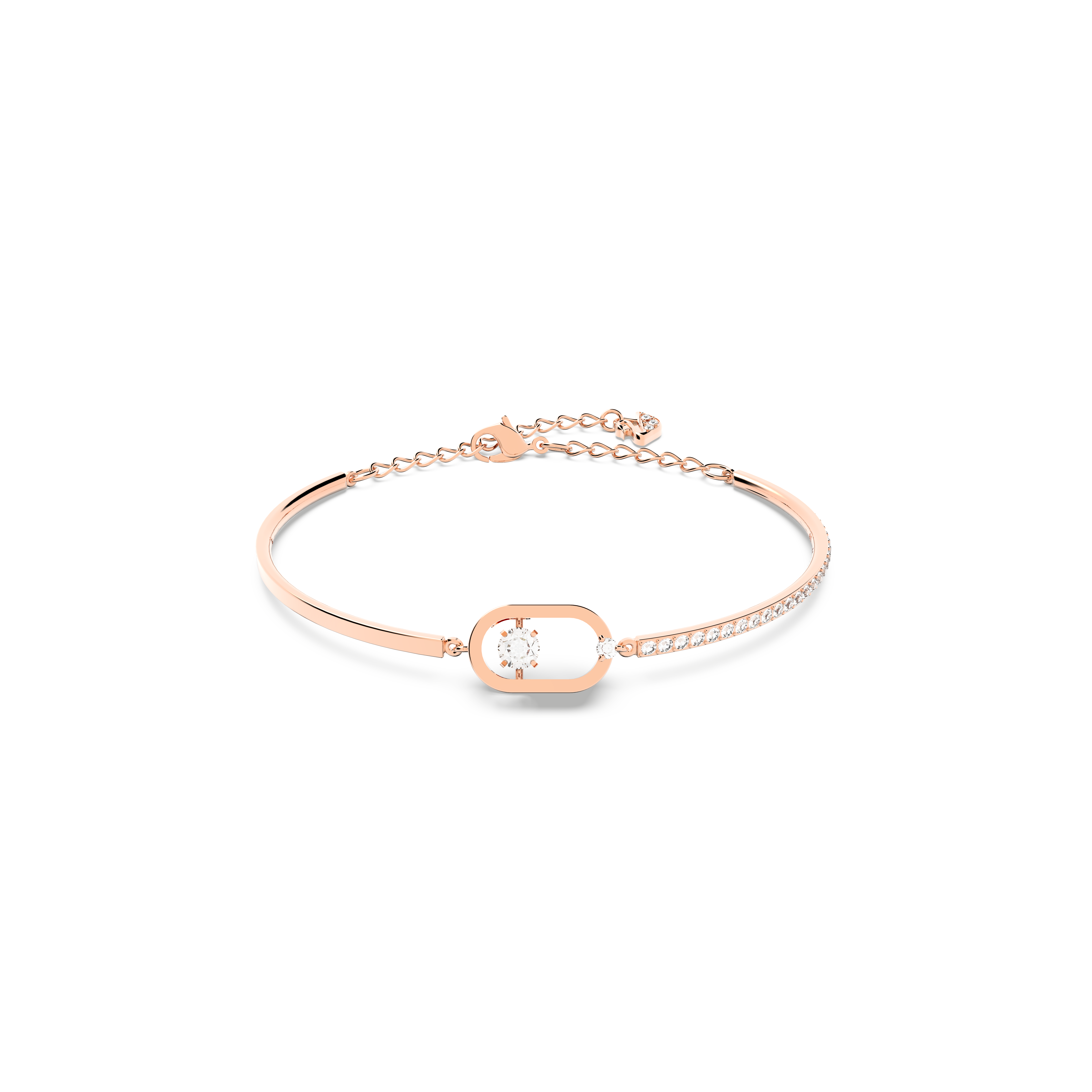 Swarovski Una bracelet, Round cut, Oval shape, White, Rose gold-tone plated 5472382