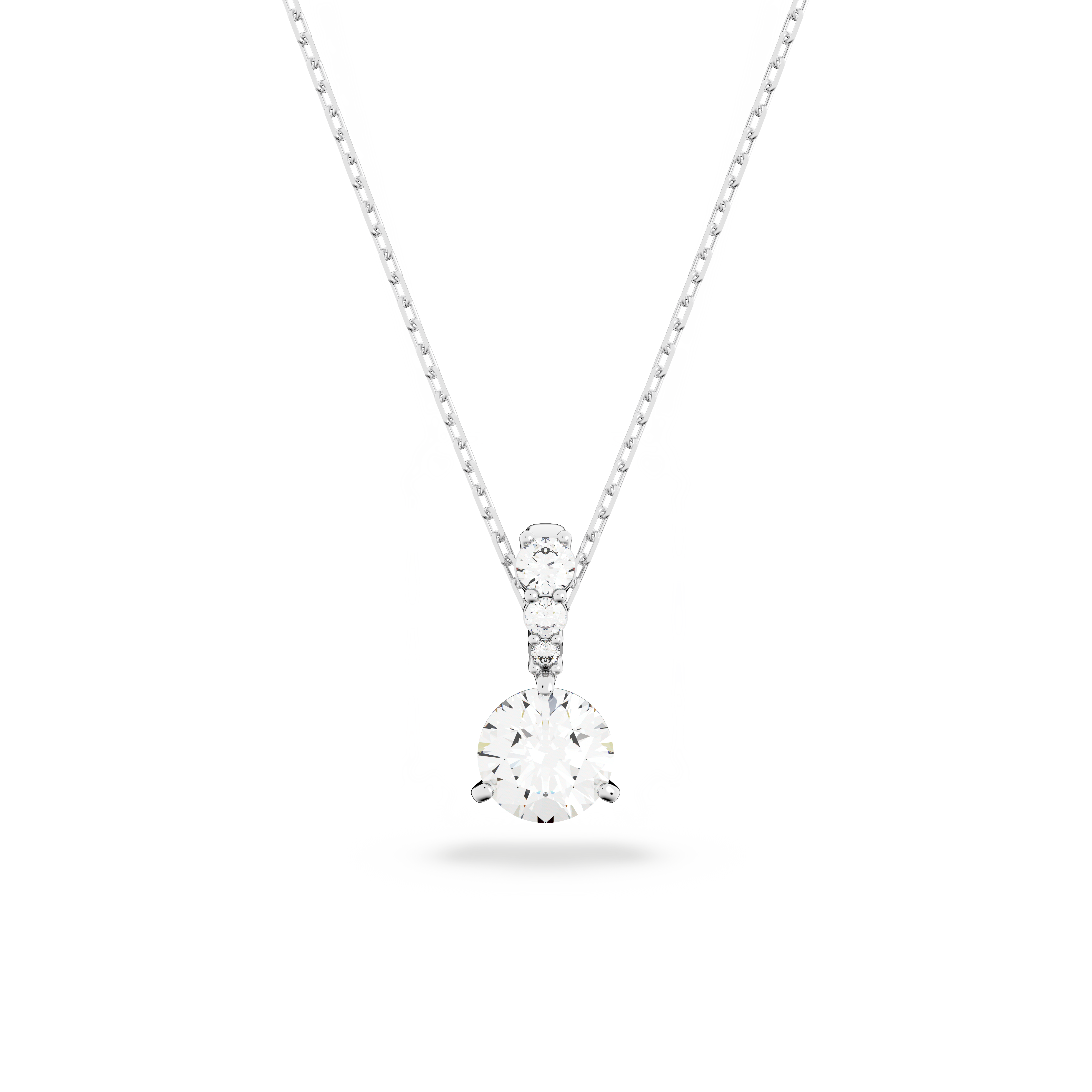 SWAROVSKI SOLITAIRE PENDANT, ROUND CUT, WHITE, RHODIUM PLATED 5472635