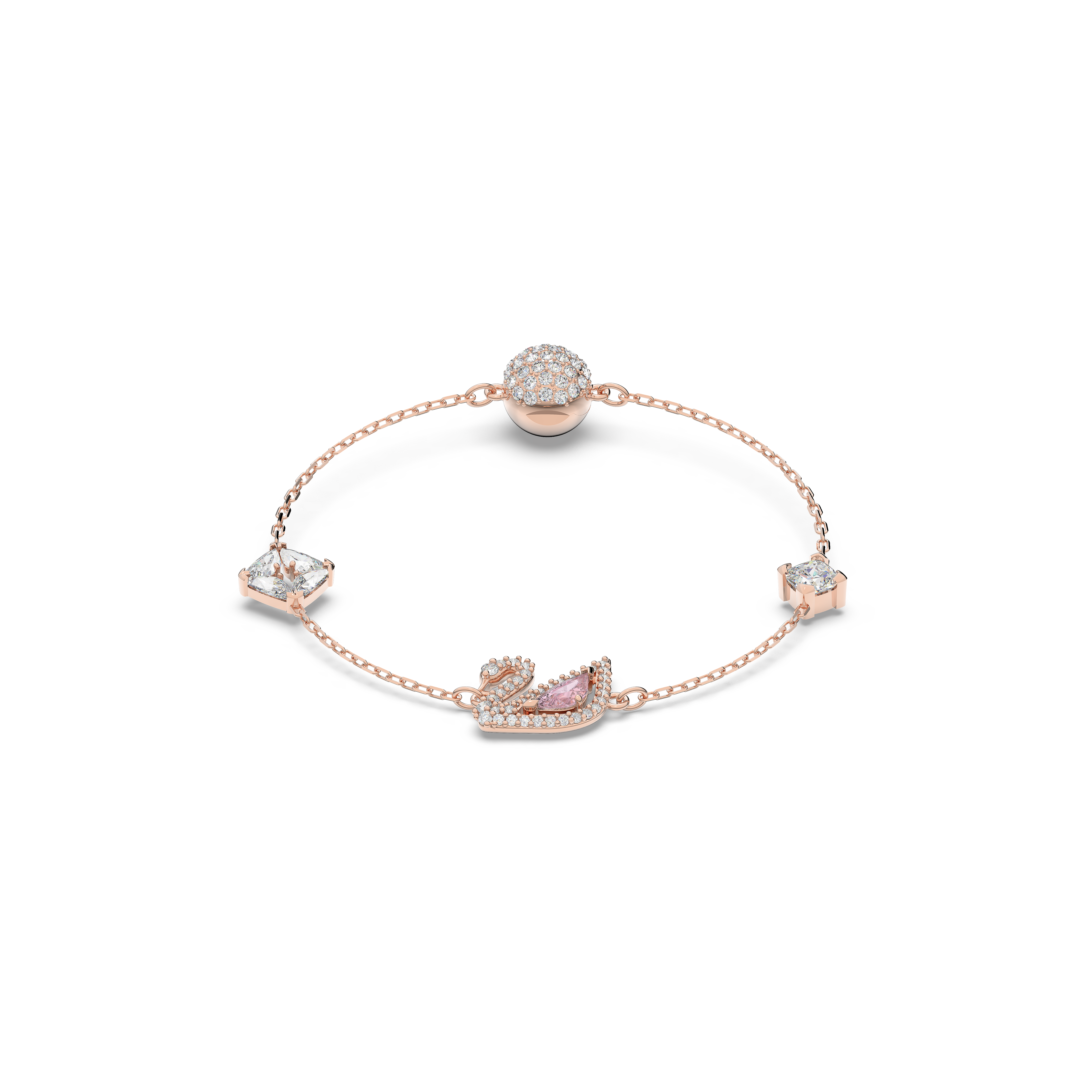 SWAROVSKI DAZZLING SWAN BRACELET, MAGNETIC CLOSURE, SWAN, PINK, ROSE GOLD-TONE PLATED