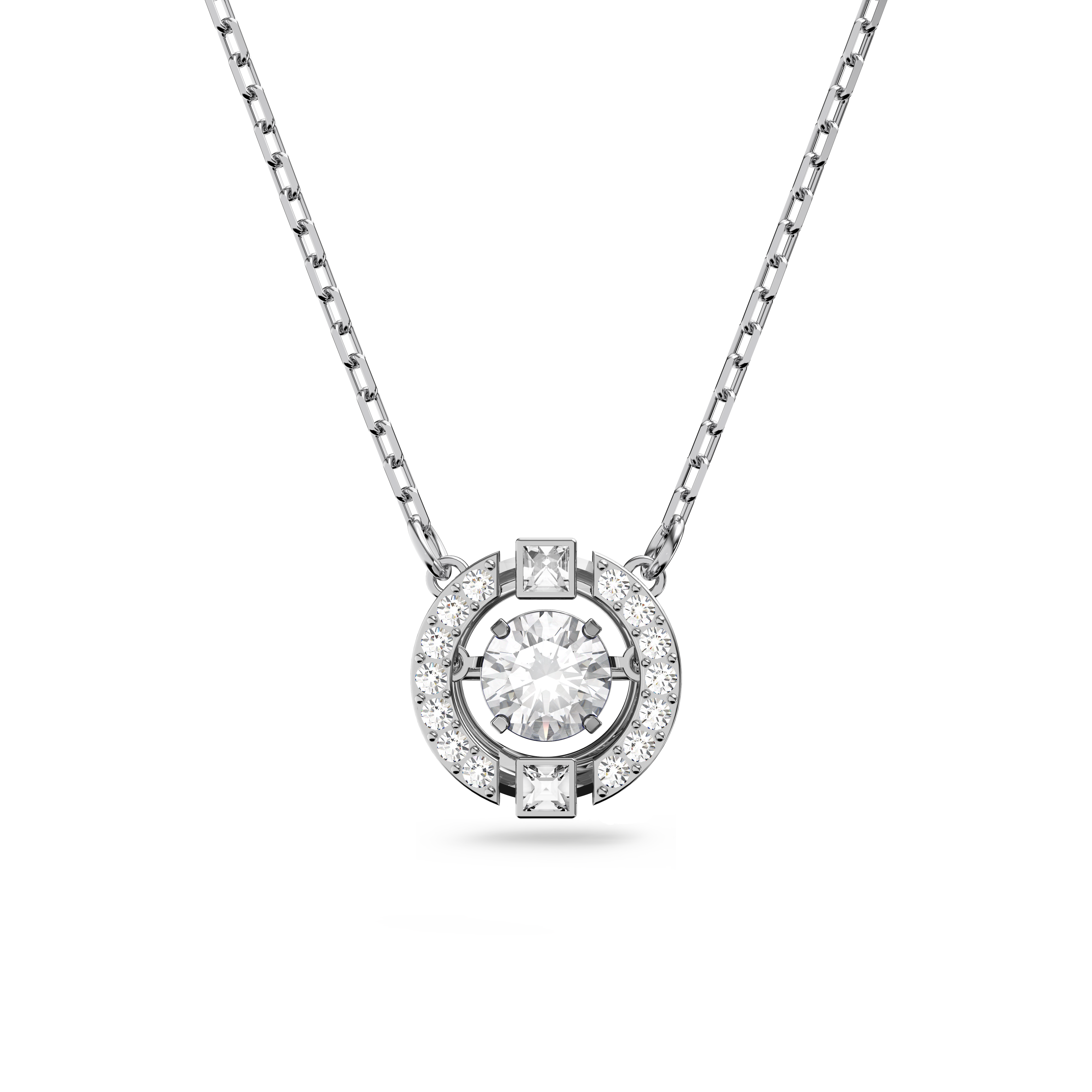 Swarovski Una necklace, Round cut, White, Rhodium plated 5492234