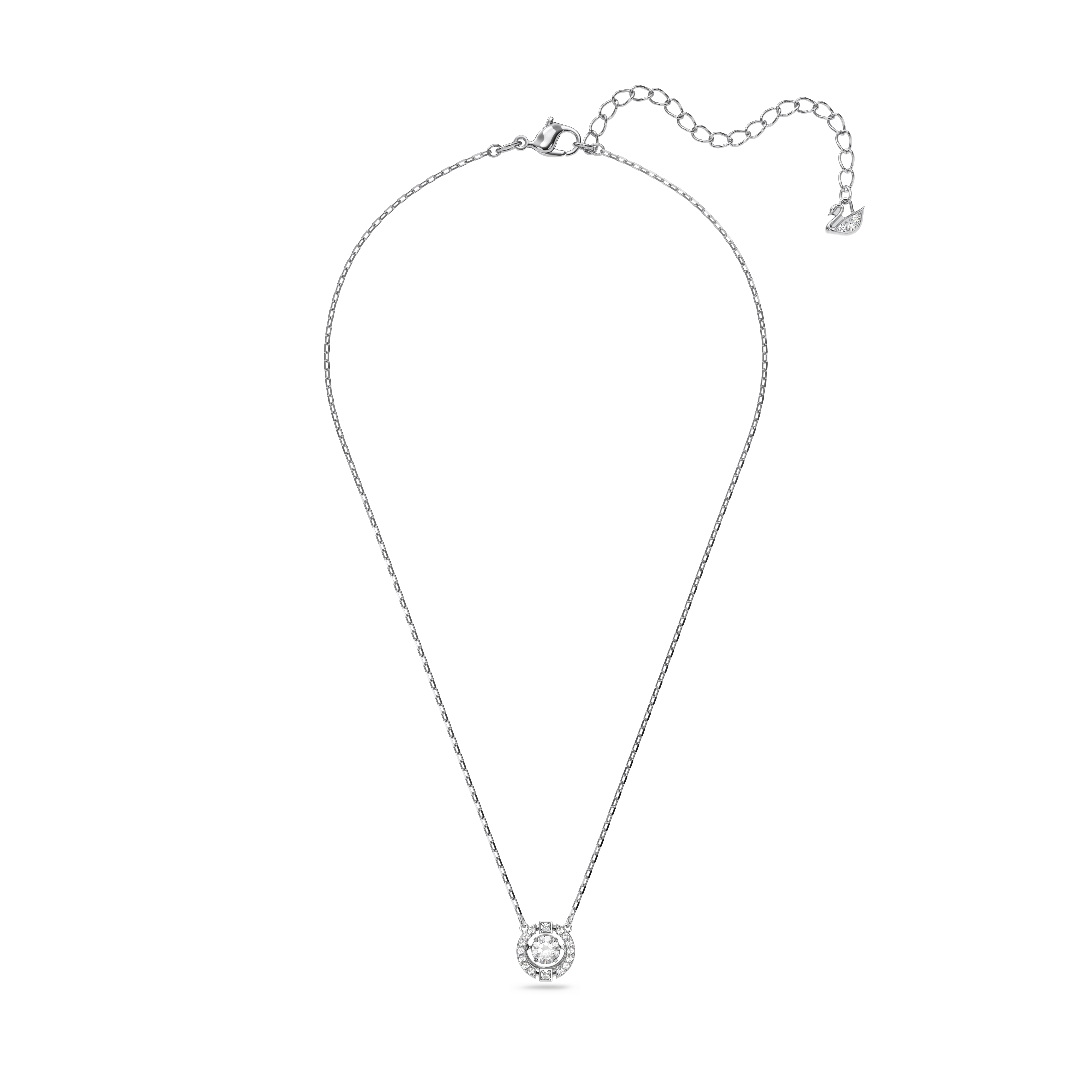 Swarovski Una necklace, Round cut, White, Rhodium plated 5492234