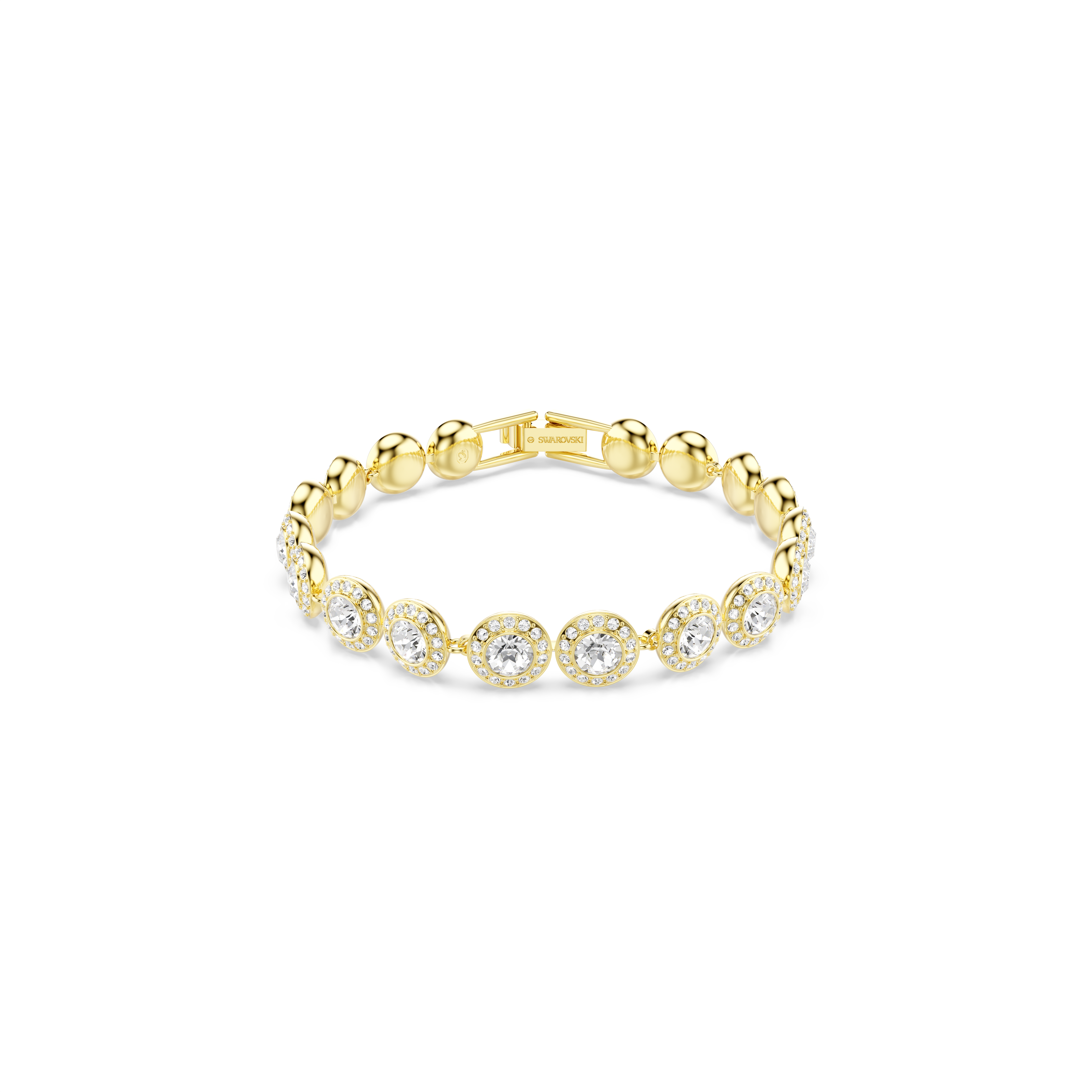 Swarovski Una Angelic bracelet, Round cut, Pavé, Medium, White, Gold-tone plated 5505469