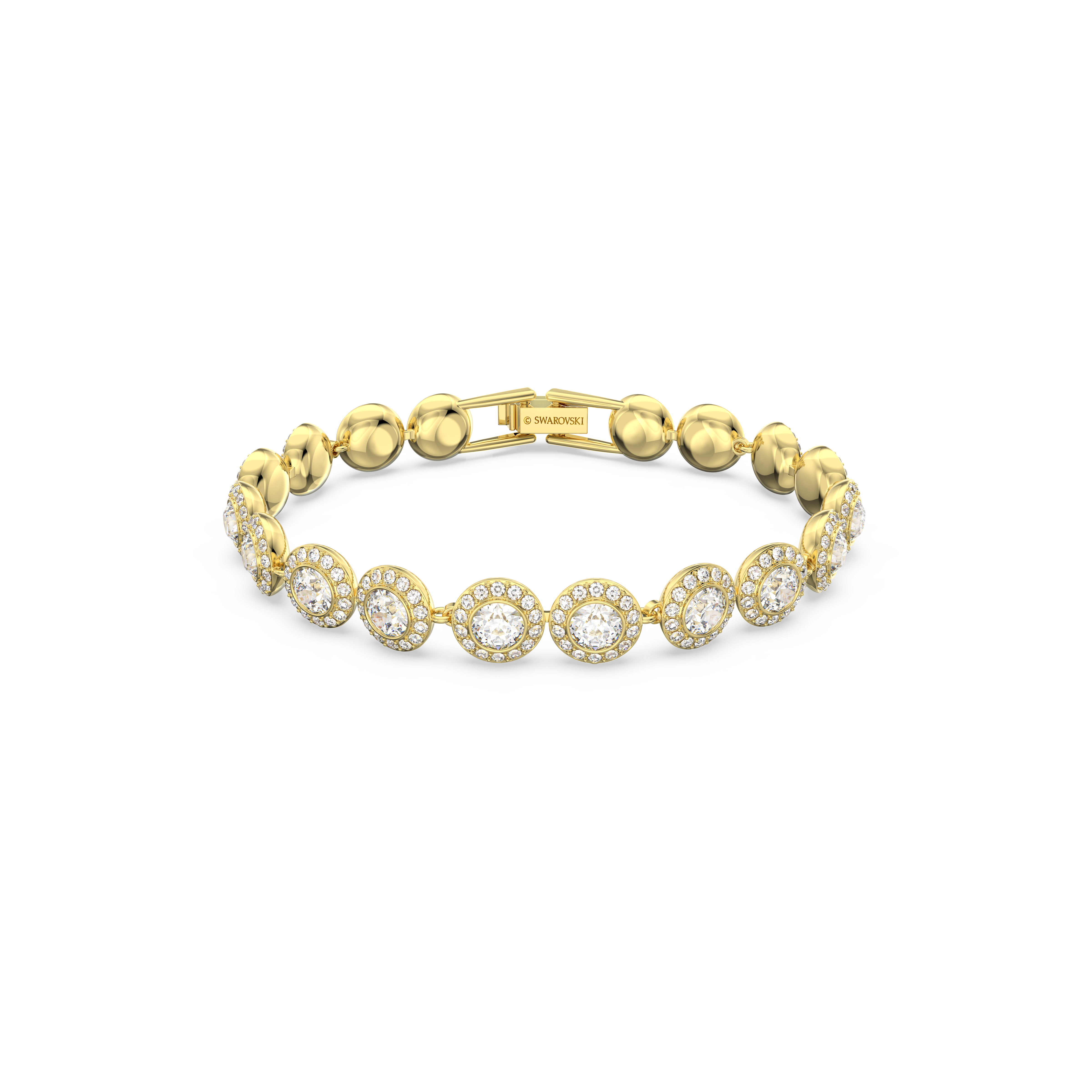 SWAROVSKI ANGELIC BRACELET, ROUND CUT, PAVÉ, MEDIUM, WHITE, GOLD-TONE PLATED 5505469