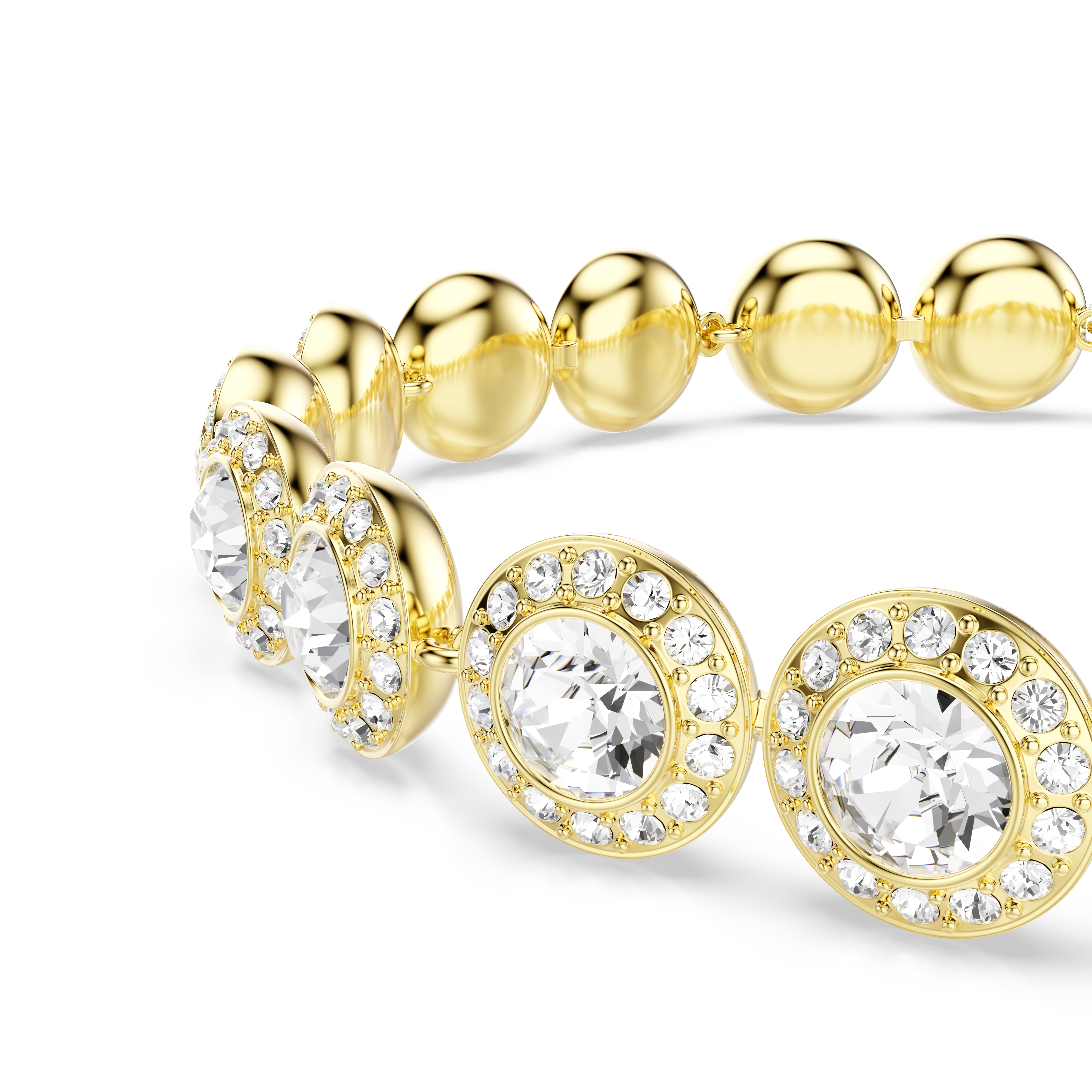 Swarovski Una Angelic bracelet, Round cut, Pavé, Medium, White, Gold-tone plated 5505469